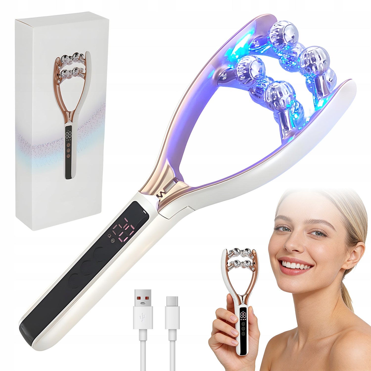 ELECTRIC FACE MASSAGER USB ROLLER CORDLESS