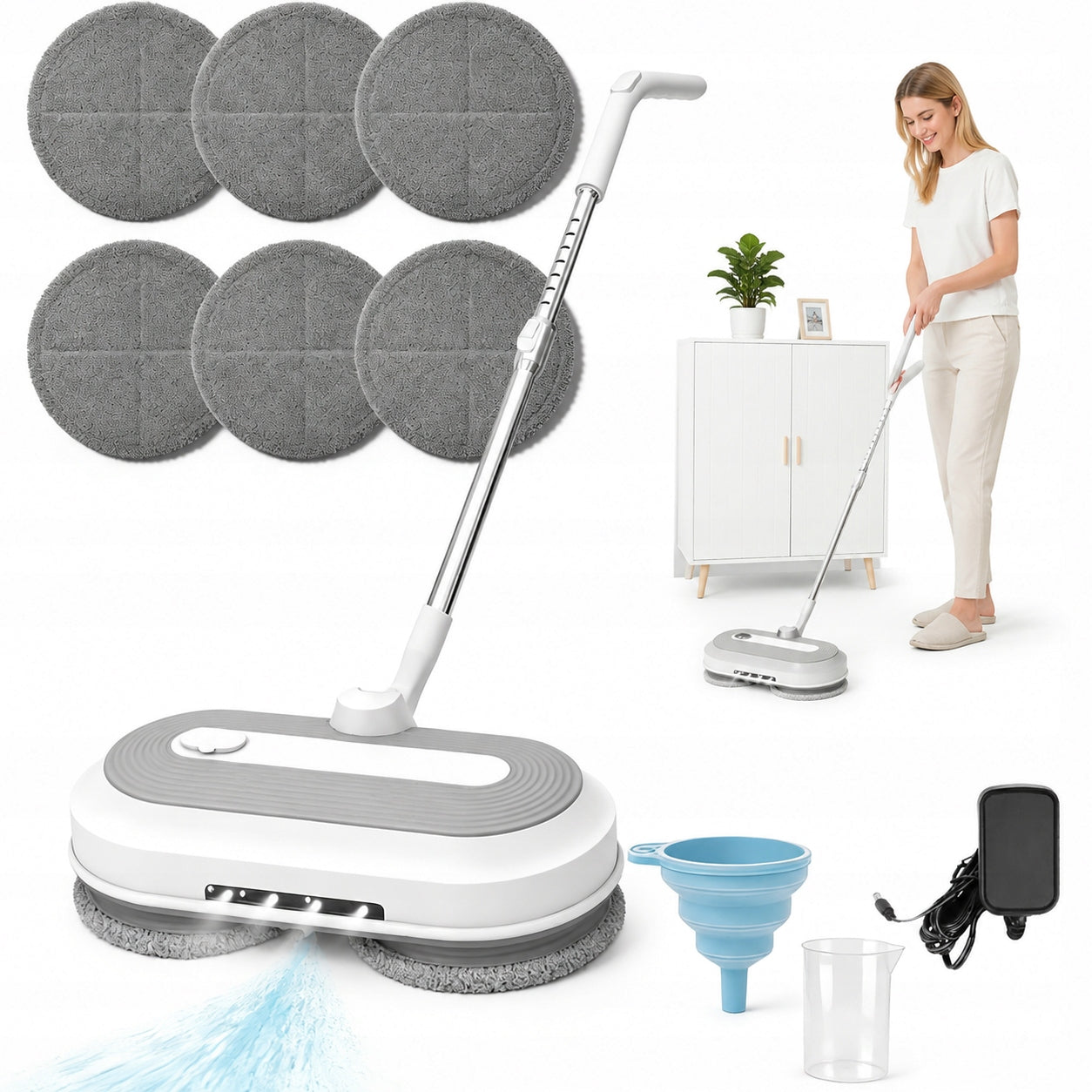 ELECTRIC FLOOR MOP WITH WASHER WIRELESS ROTARY WITH LAMP