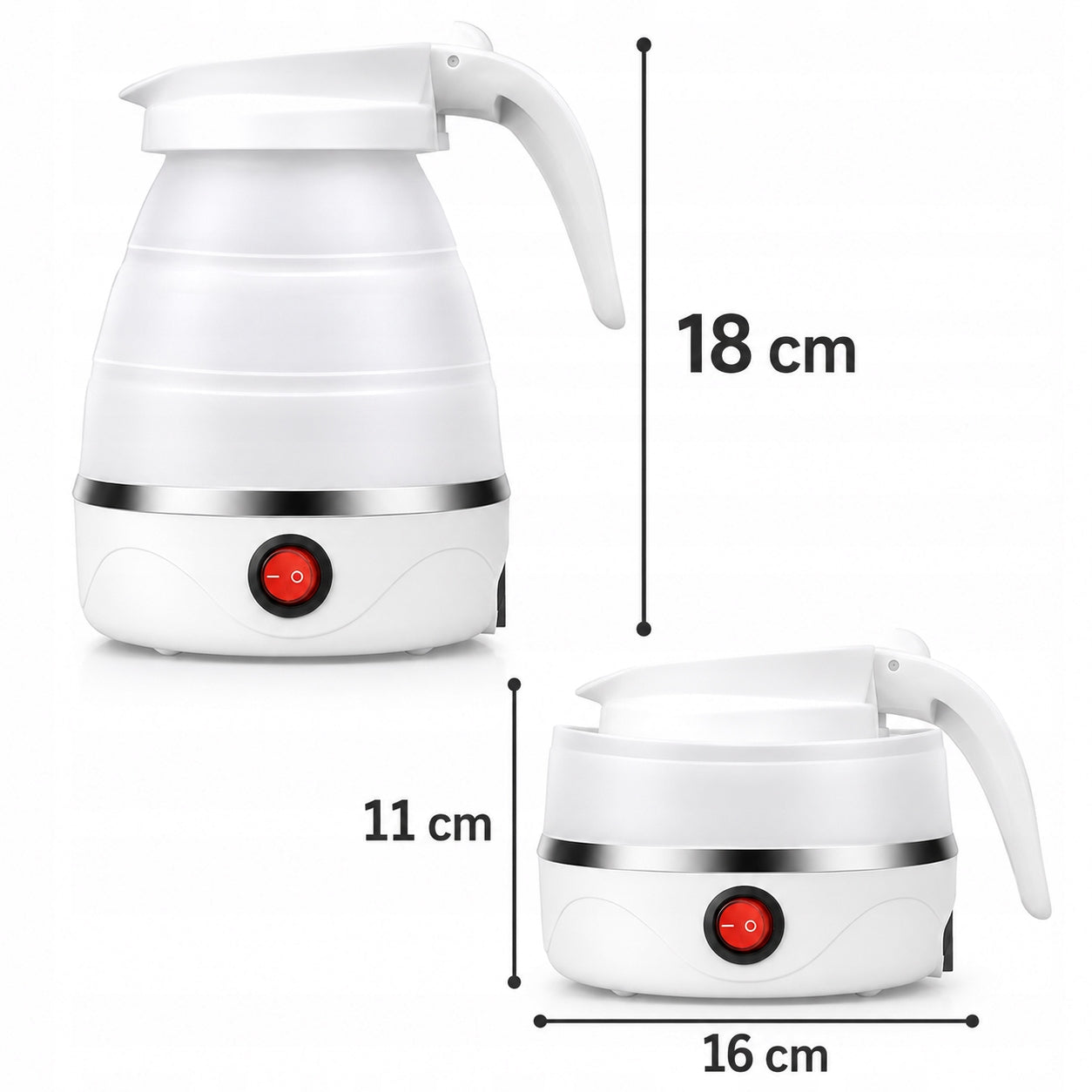 ELECTRIC FOLDING TOURIST KETTLE 750W SILICONE 0,6L SMALL TRAVEL Capacity 0.6 l