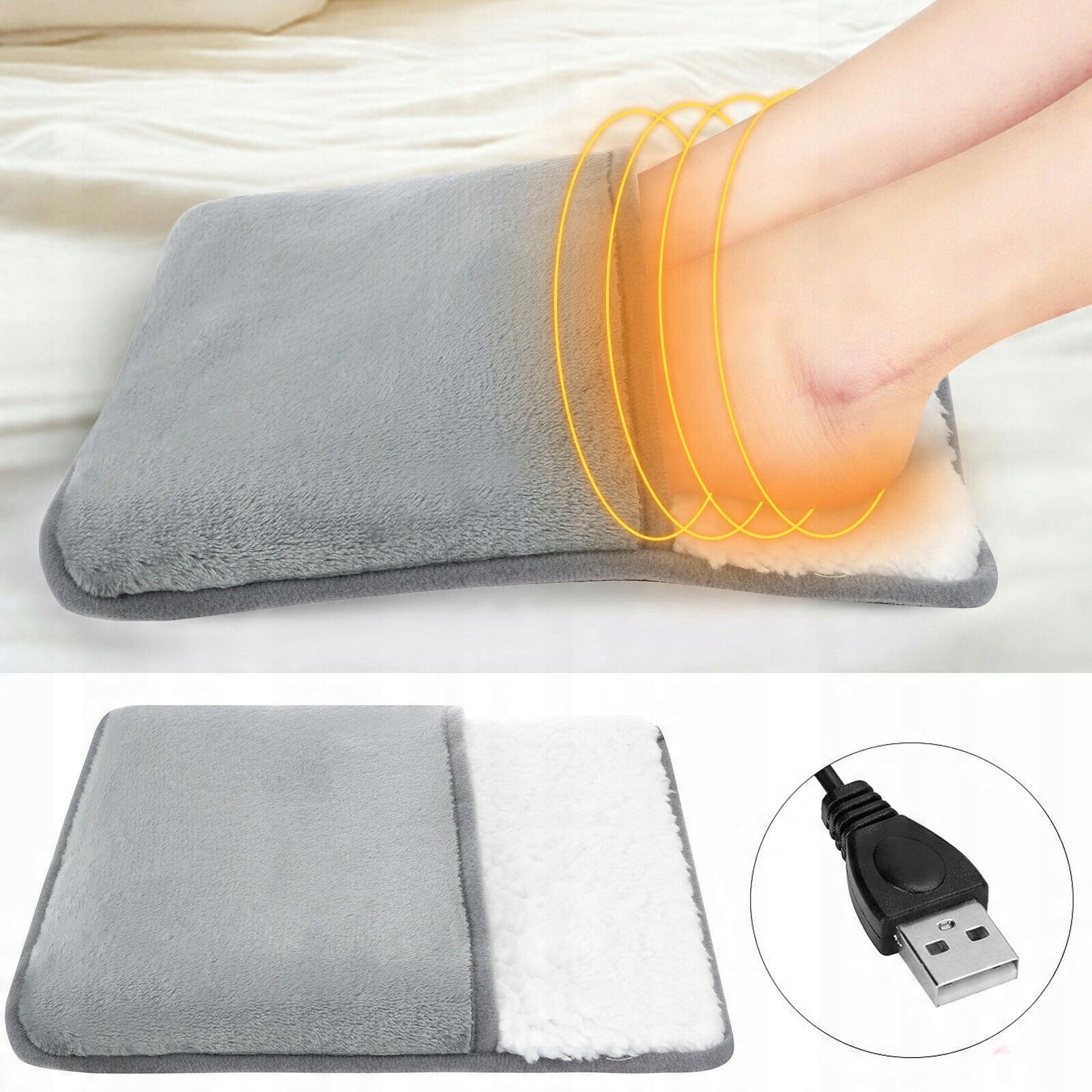 ELECTRIC FOOT HEATER USB FOOT WARMER HEATING BLANKET GREY