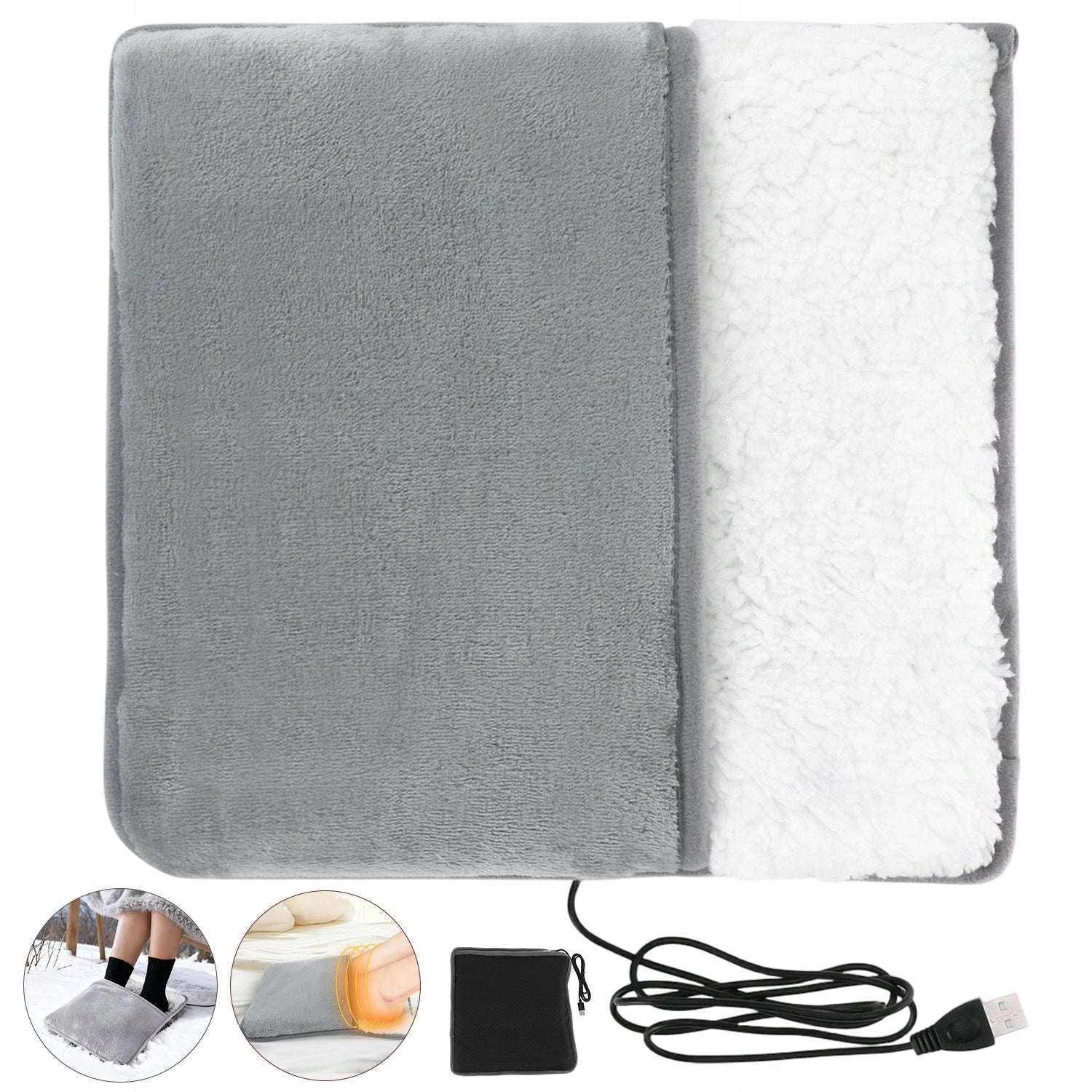 ELECTRIC FOOT HEATING PAD SOFT PLUSH LAUNDRY RELAX 33*31cm