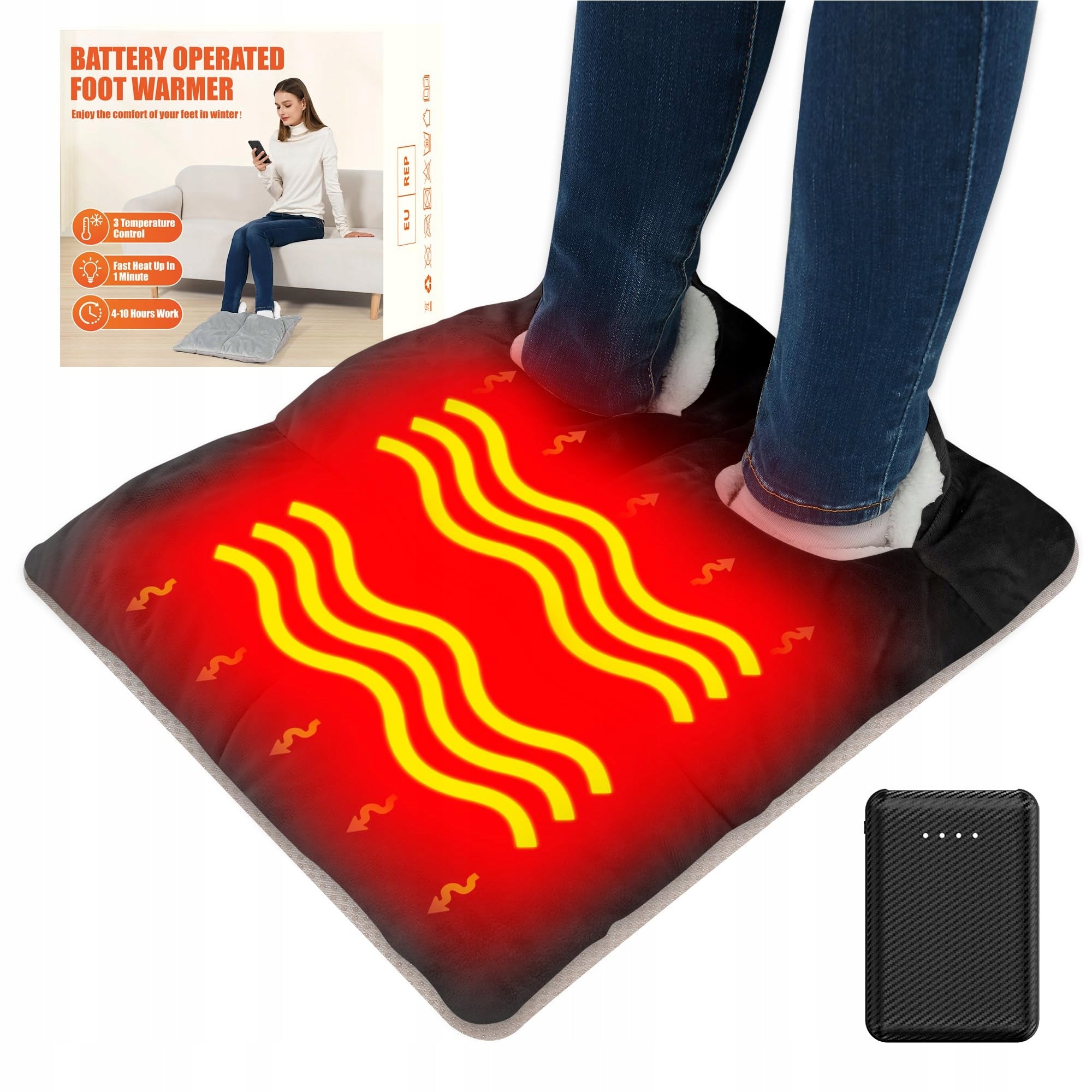 ELECTRIC FOOT WARMER 10000MAH POWERBANK 3 TEMPERATURE LEVELS