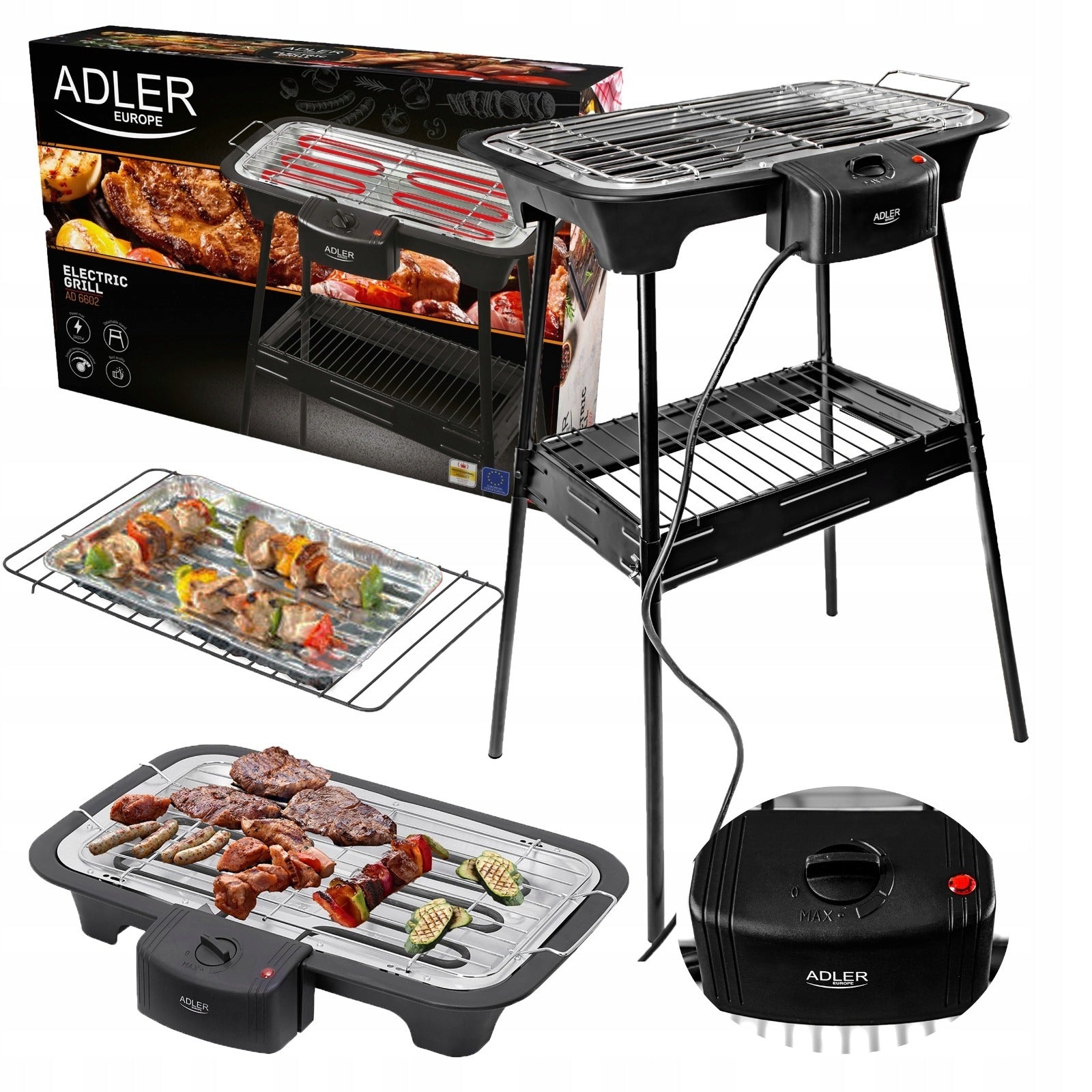 ELECTRIC GARDEN GRILL BALCONY STANDING TEMPERATURE CONTROL 2400W