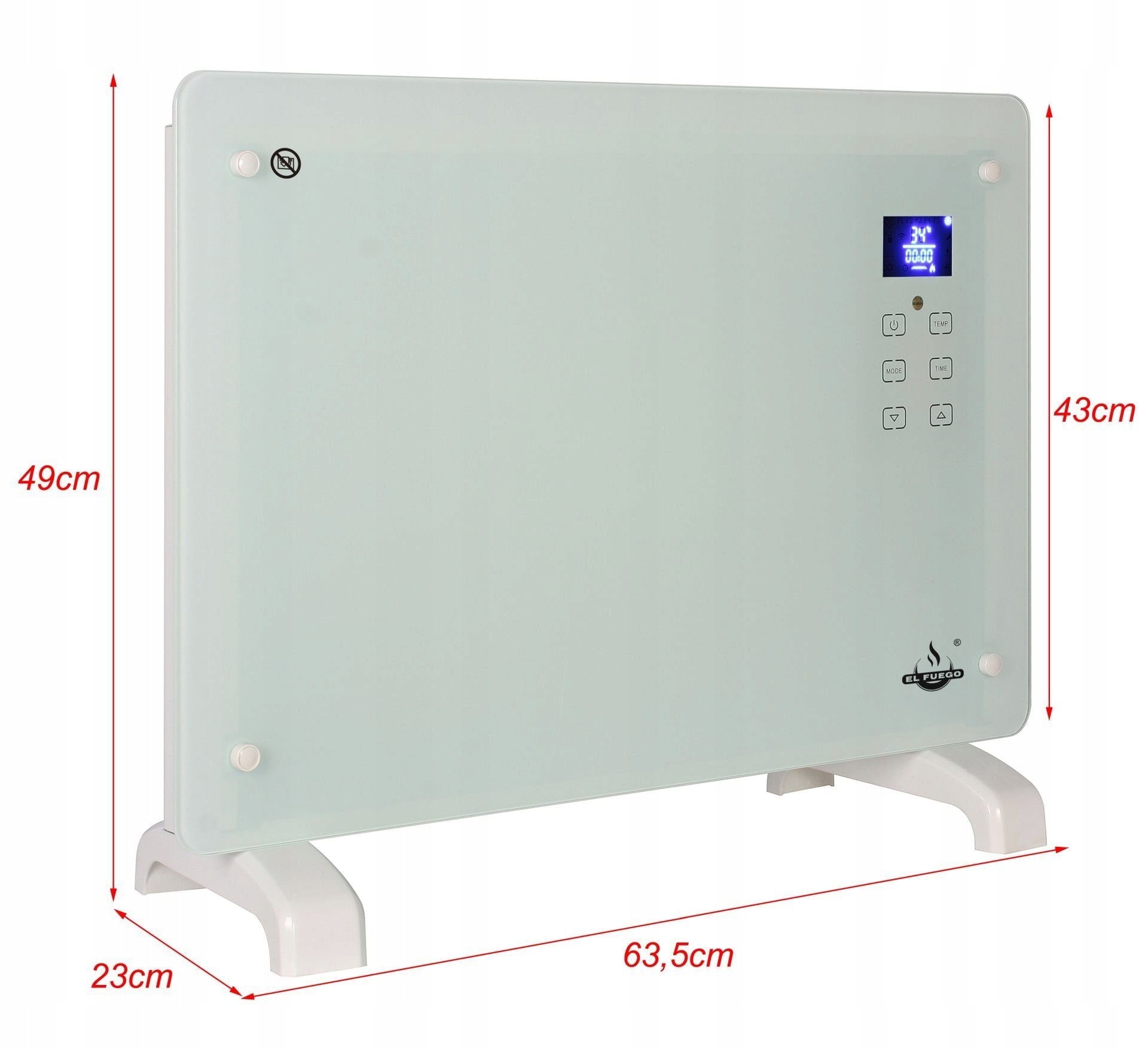 ELECTRIC GLASS CONVECTOR HEATER 1500W WITH REMOTE CONTROL THERMOSTAT LEGS!