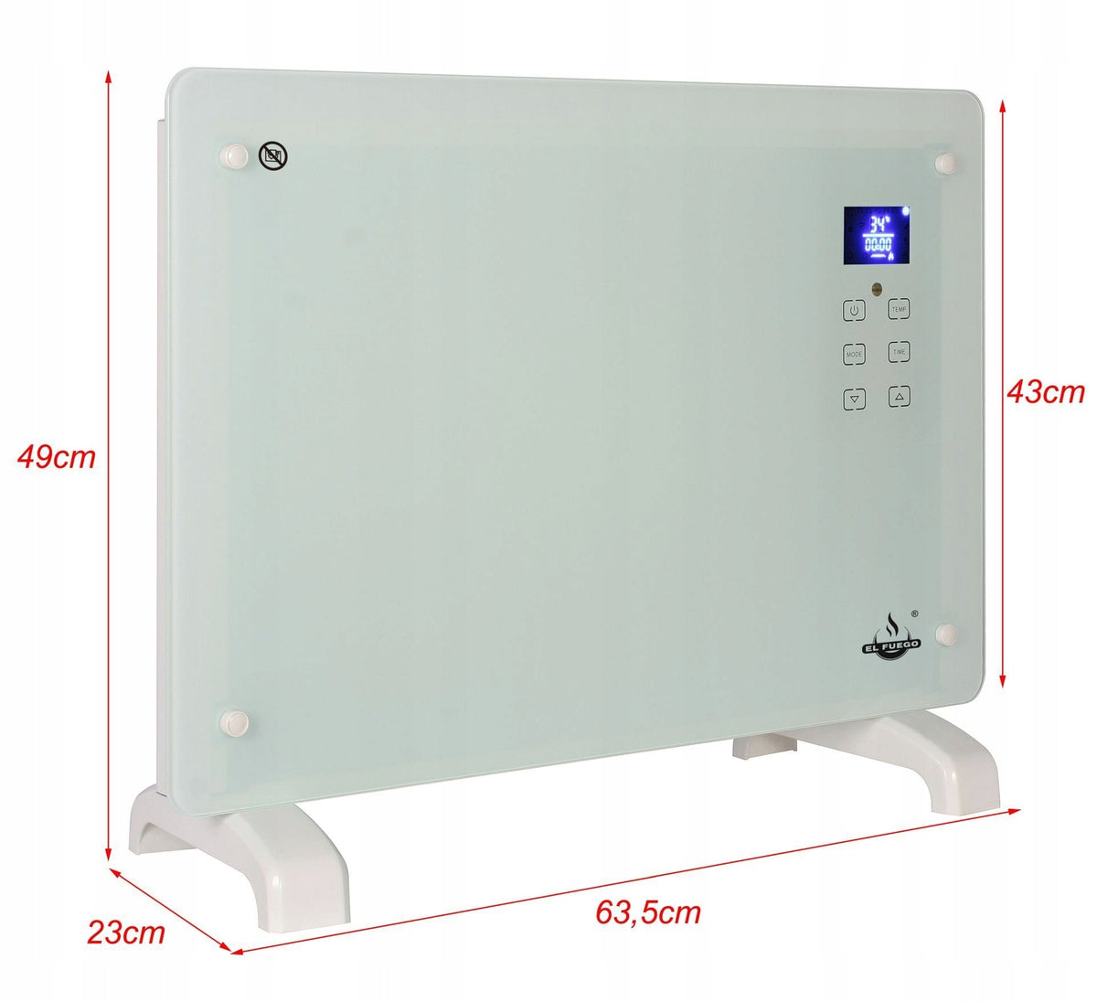 ELECTRIC GLASS CONVECTOR HEATER 1500W WITH REMOTE CONTROL THERMOSTAT LEGS!