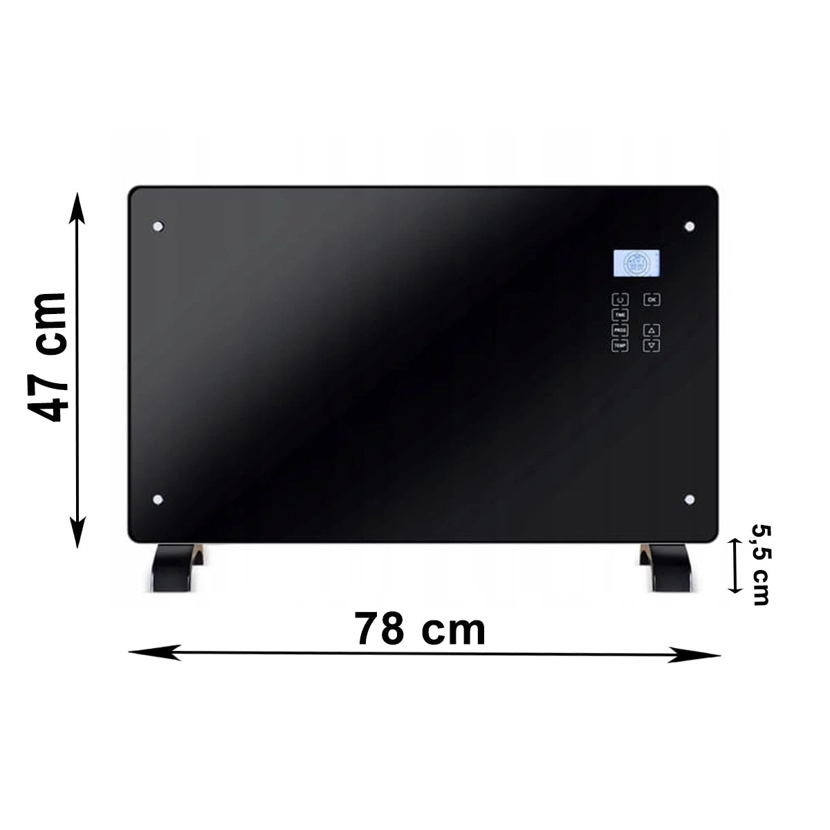 ELECTRIC GLASS CONVECTOR HEATER 2000 IN BLACK WALL Packaging status original