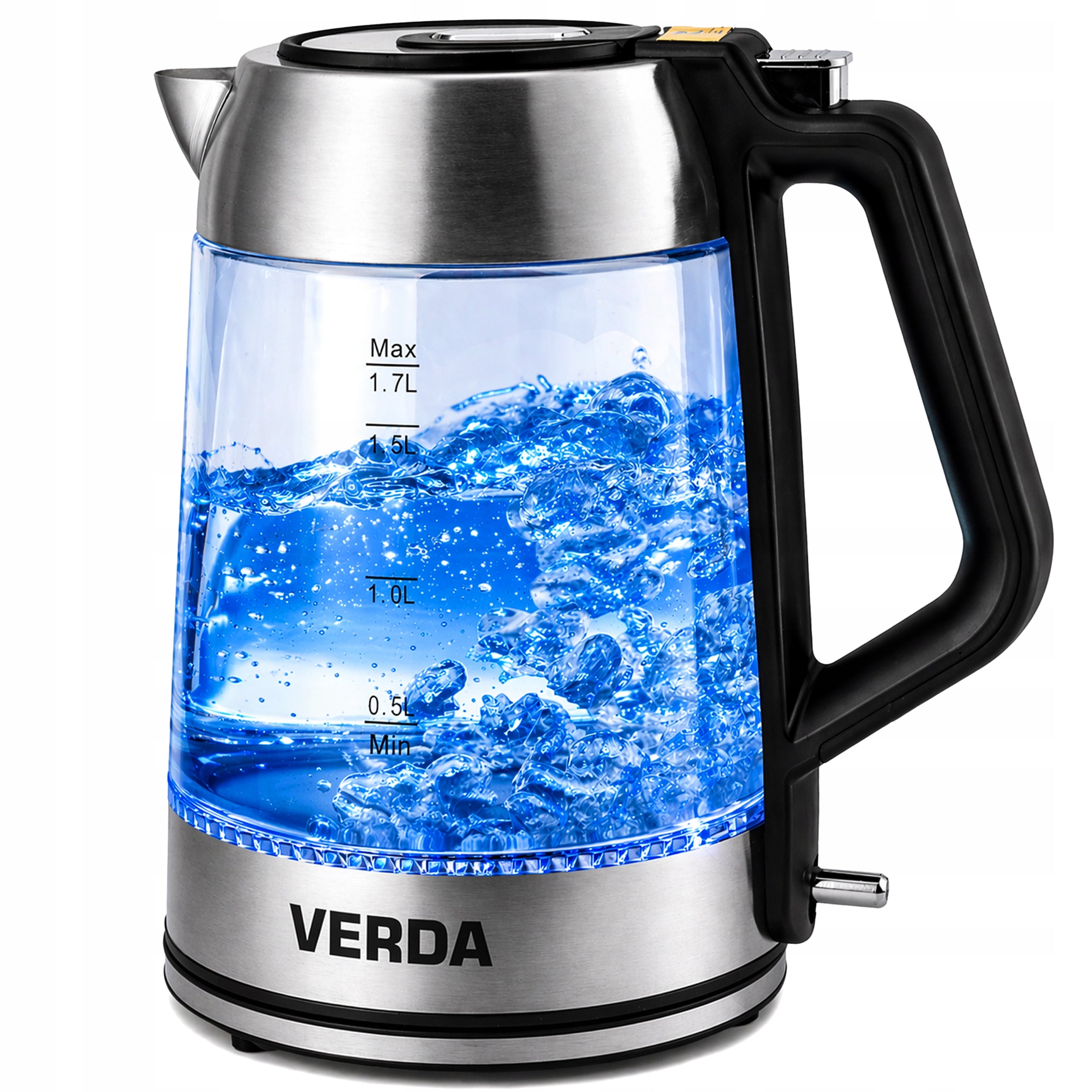ELECTRIC GLASS KETTLE 1,7L 2200W LED CORDLESS STEEL HIGH POWER