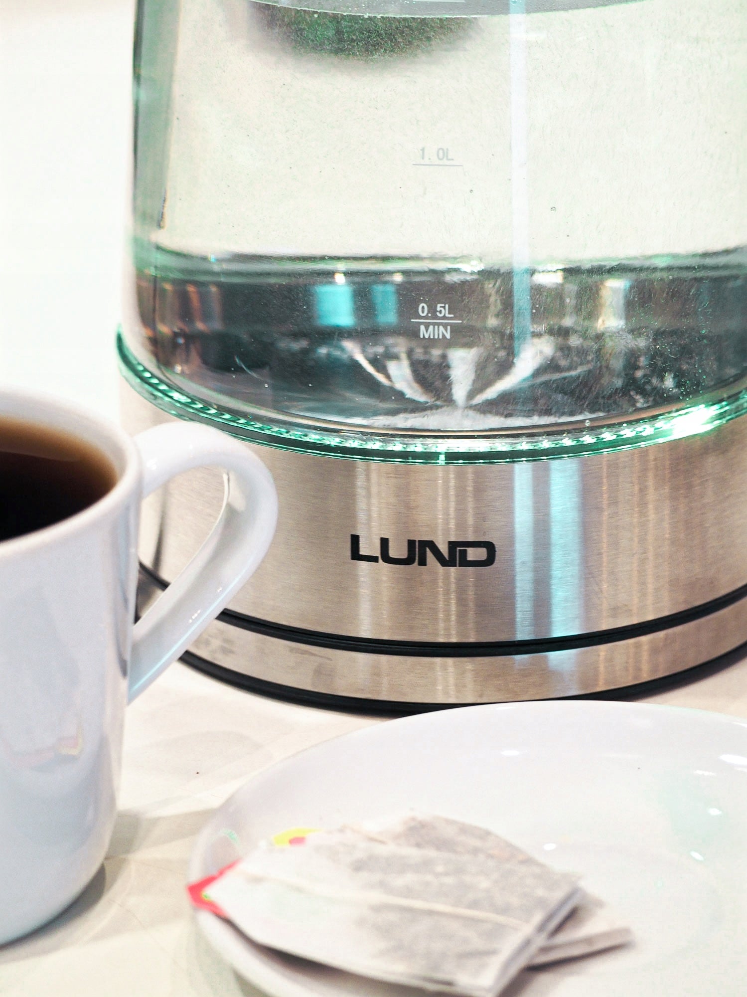 ELECTRIC GLASS KETTLE 1,7L WITH TEMPERATURE CONTROL WIRELESS LUND Brand Lund