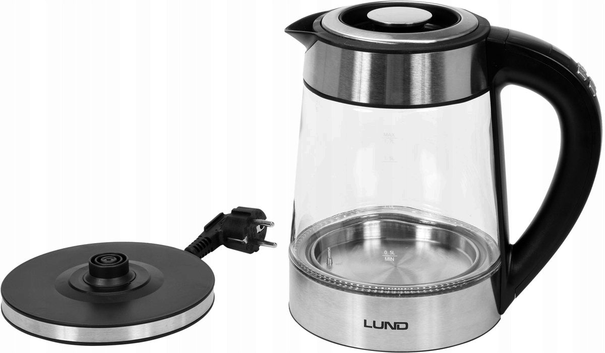ELECTRIC GLASS KETTLE 1,7L WITH TEMPERATURE CONTROL WIRELESS LUND Power 2200 W