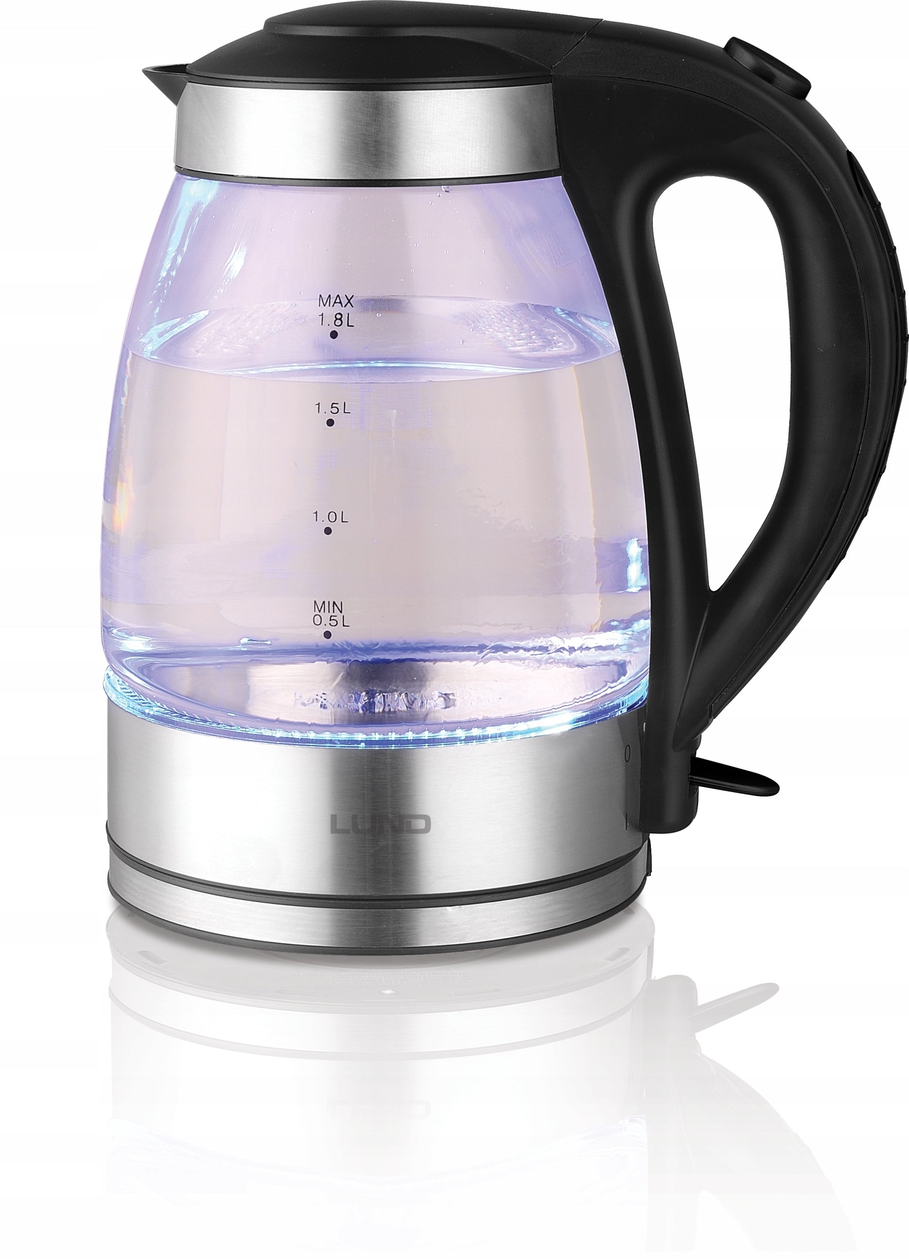 ELECTRIC GLASS KETTLE 1,8L WIRELESS ILLUMINATED LED 2200W LUND Material metal glass synthetic material