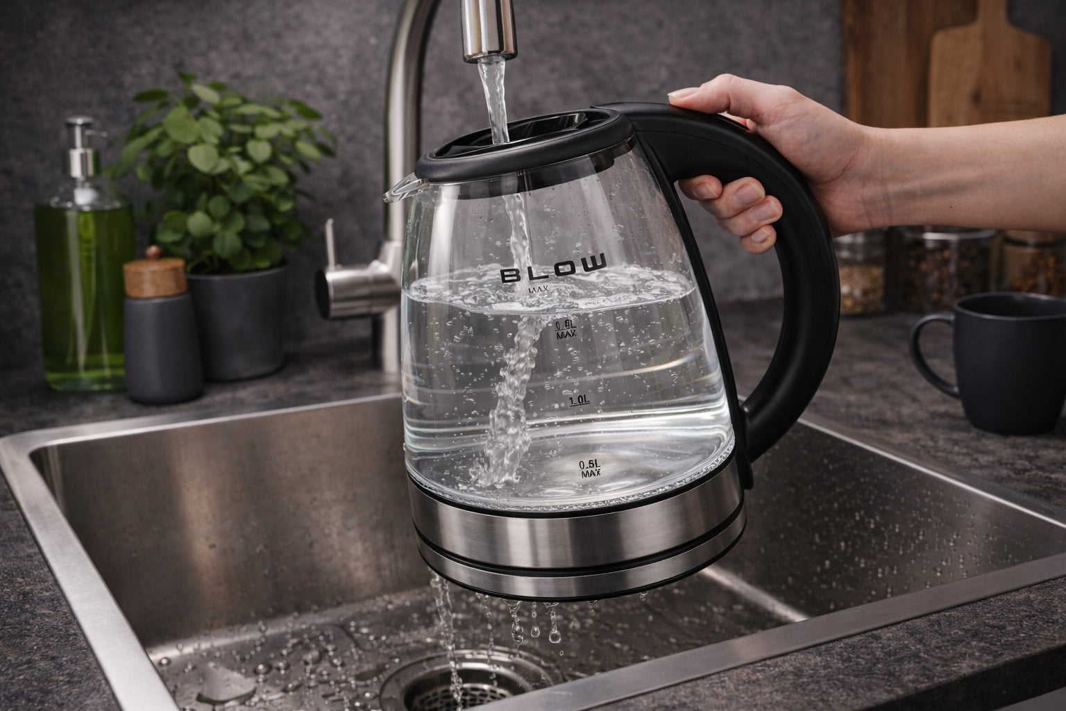 ELECTRIC GLASS KETTLE 2000W 1,8L STRONG SILENT LED STEEL BACKLIGHT Capacity 1.8 l