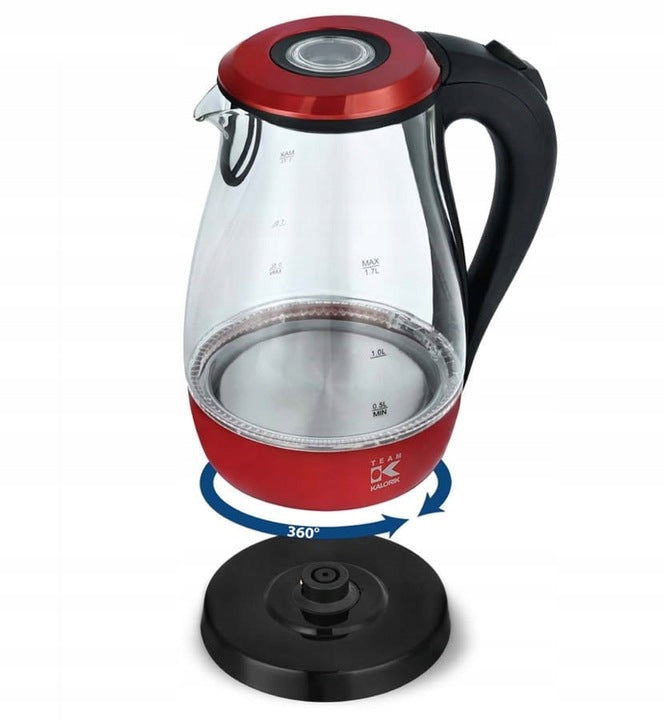 ELECTRIC GLASS KETTLE LED 1,7L 2000W ILLUMINATED MODERN Model JK 1042 AQUA GLASS