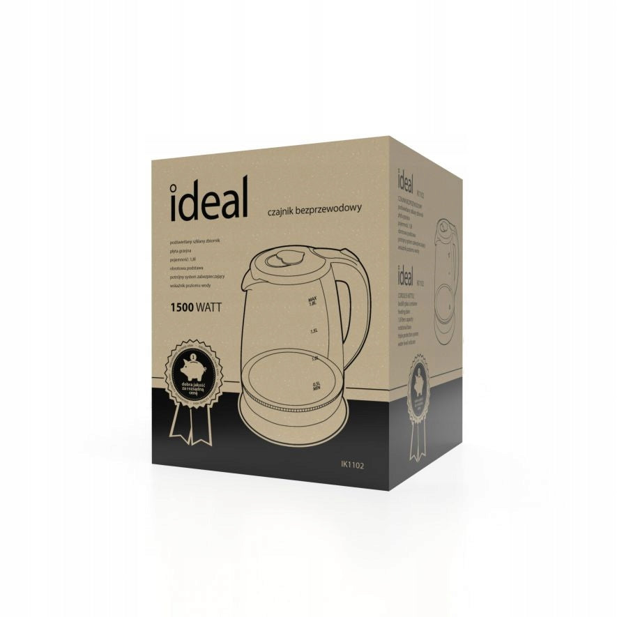 ELECTRIC GLASS KETTLE WITH BACKLIGHT STRONG RELIABLE 1,8 L Power 1500 W