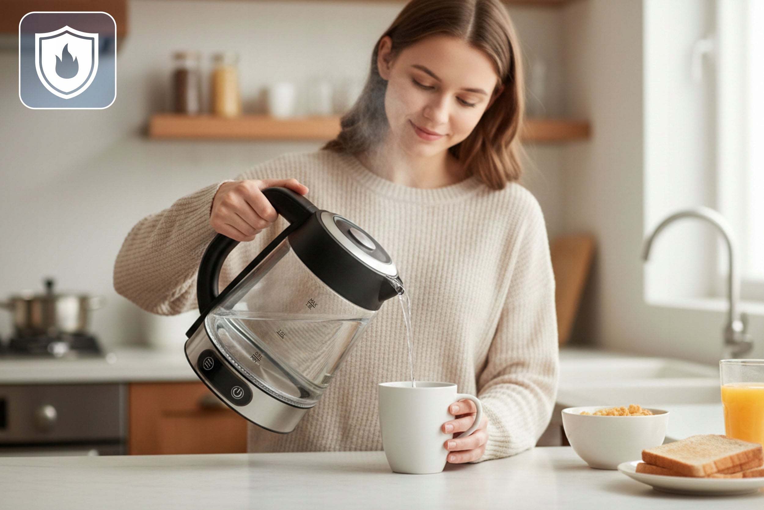 ELECTRIC GLASS KETTLE WITH TEMPERATURE CONTROL 2200W BERDSEN 1,8L Model BD-715