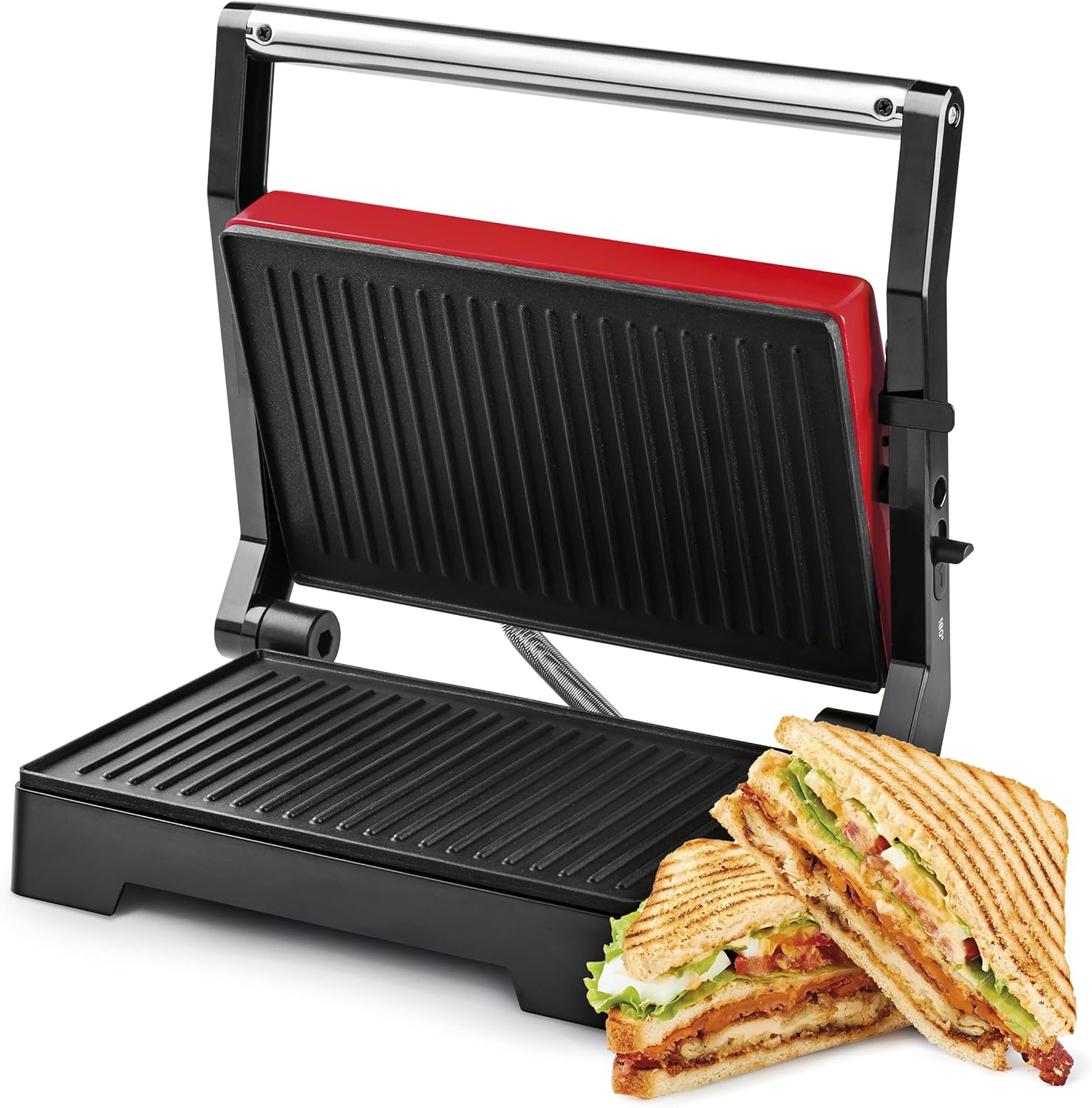 ELECTRIC GRILL 1000W PANINI PRESS 180° NON-STICK COLD COATING