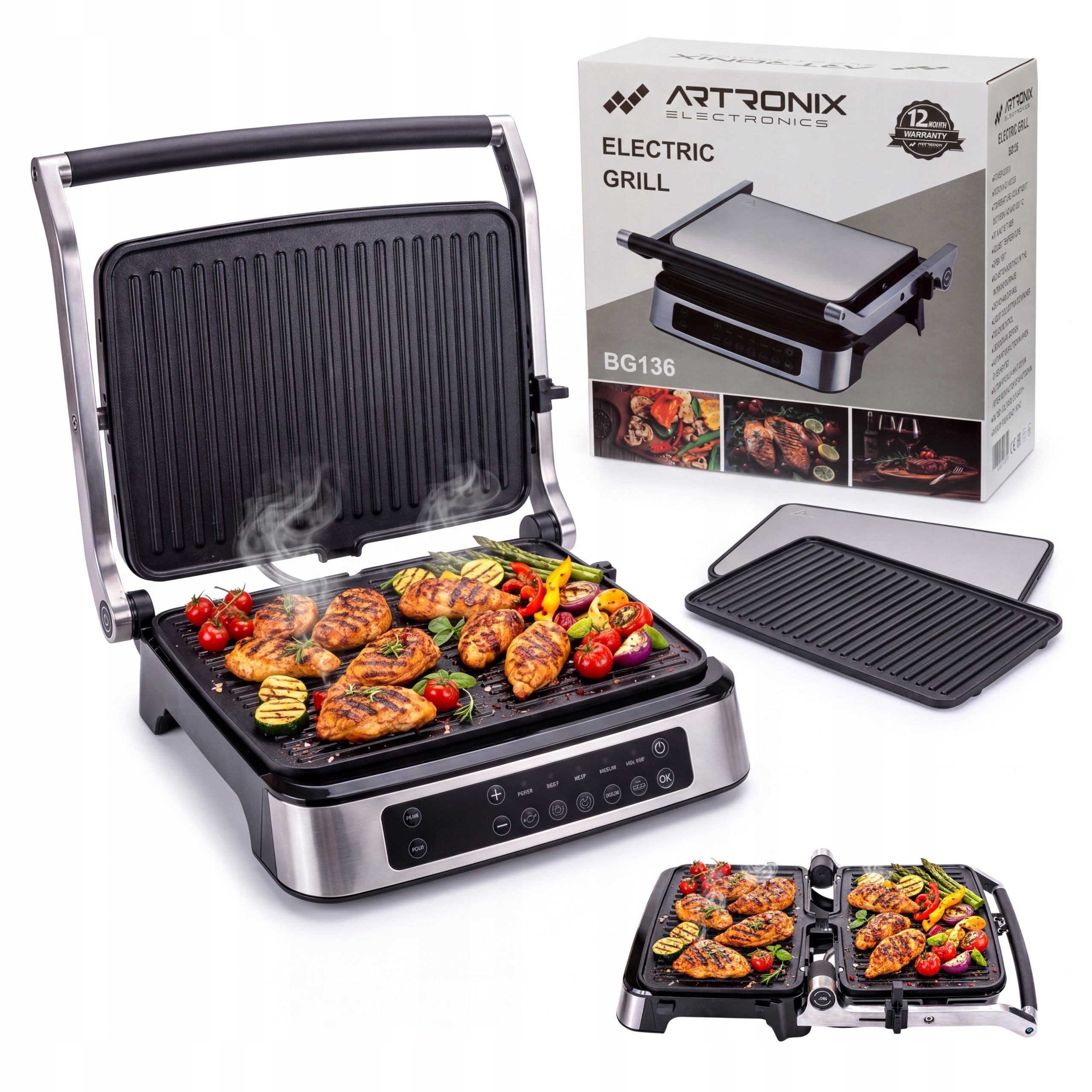 ELECTRIC GRILL 2000W GARDEN TABLE SANDWICH TOASTER PANINI XXL