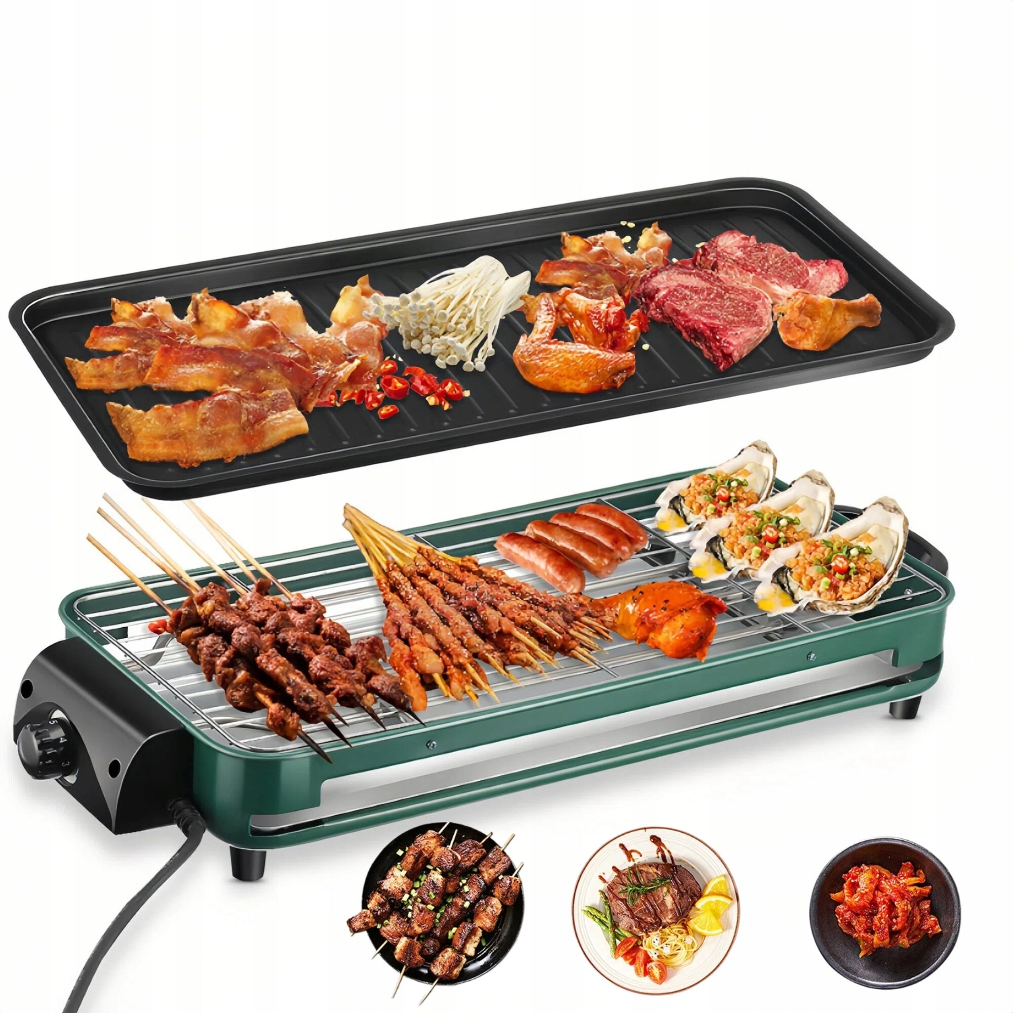 ELECTRIC GRILL 2IN1 STANDING COUNTERTOP TABLE TOP HIGH POWER 1500W PLATE