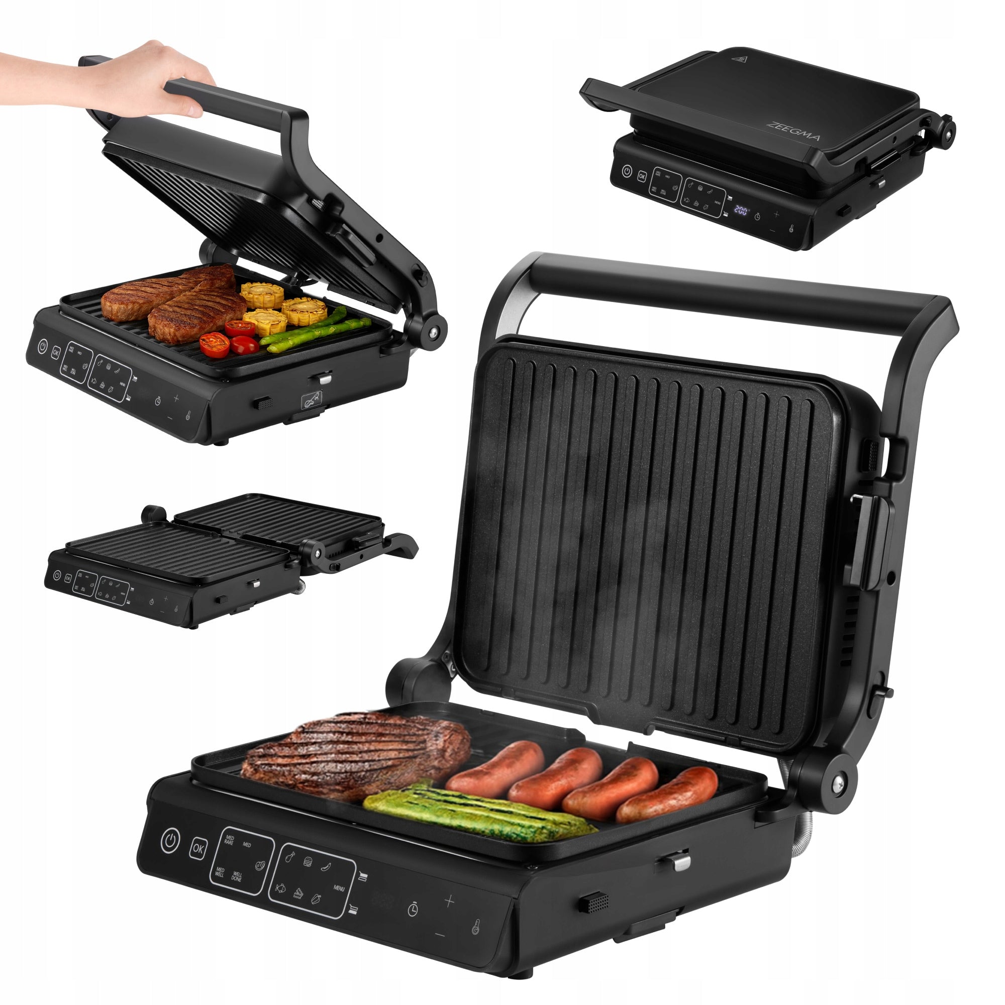 ELECTRIC GRILL CONTACT TOASTER Adjustable Timer Temp + THERMOPROBE