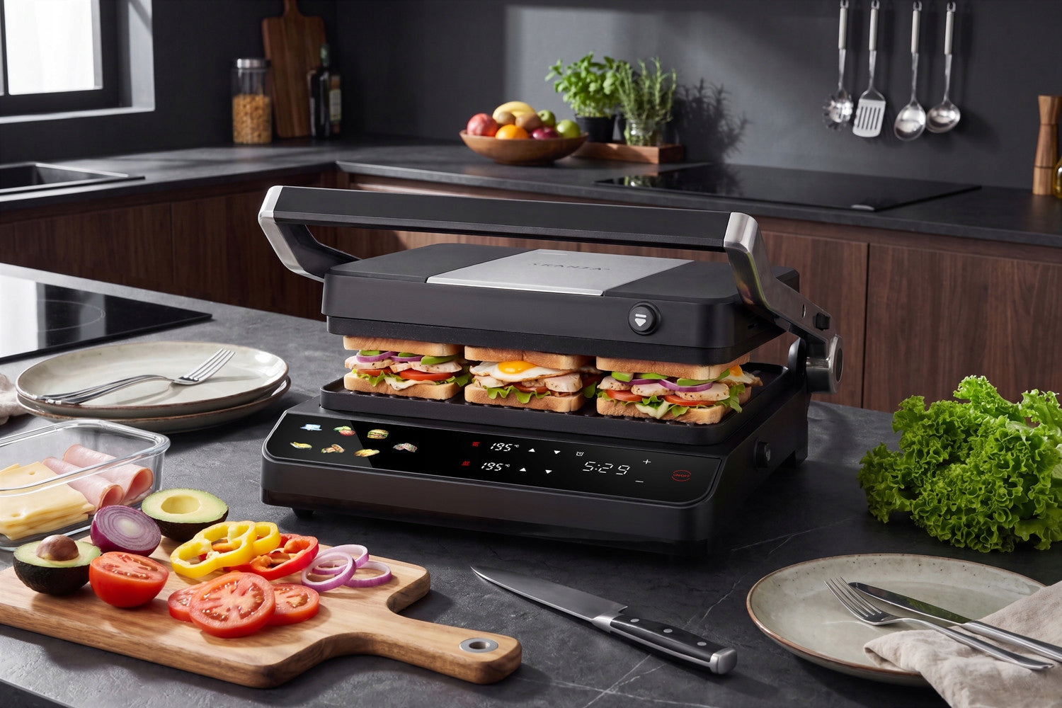 ELECTRIC GRILL CONTACT TOASTER Folding 9 PROGRAMS High Power 2200W Temperature control yes