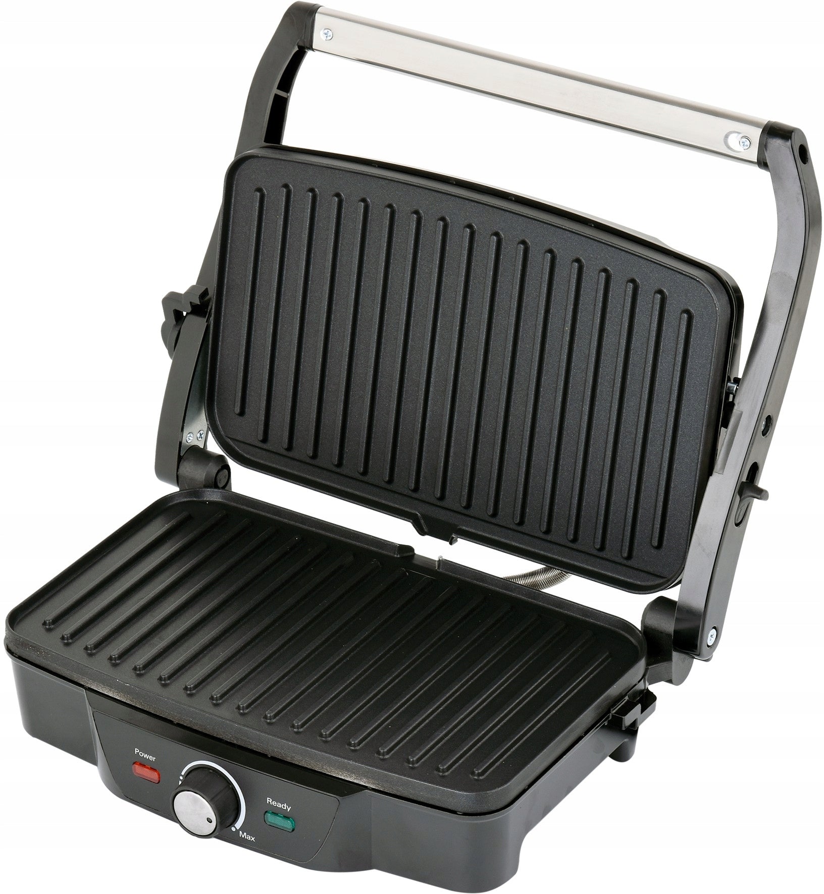 ELECTRIC GRILL FOLDING TOASTER FOR PANINI MEAT BREAD VEGETABLES 1600W Dominant color silver/gray