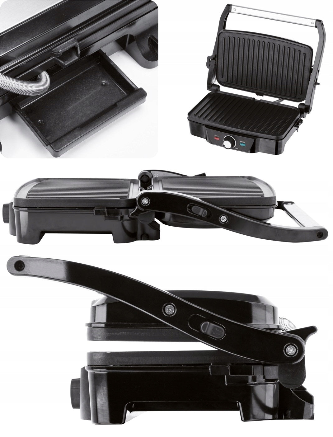 ELECTRIC GRILL FOLDING TOASTER FOR PANINI MEAT BREAD VEGETABLES 1600W