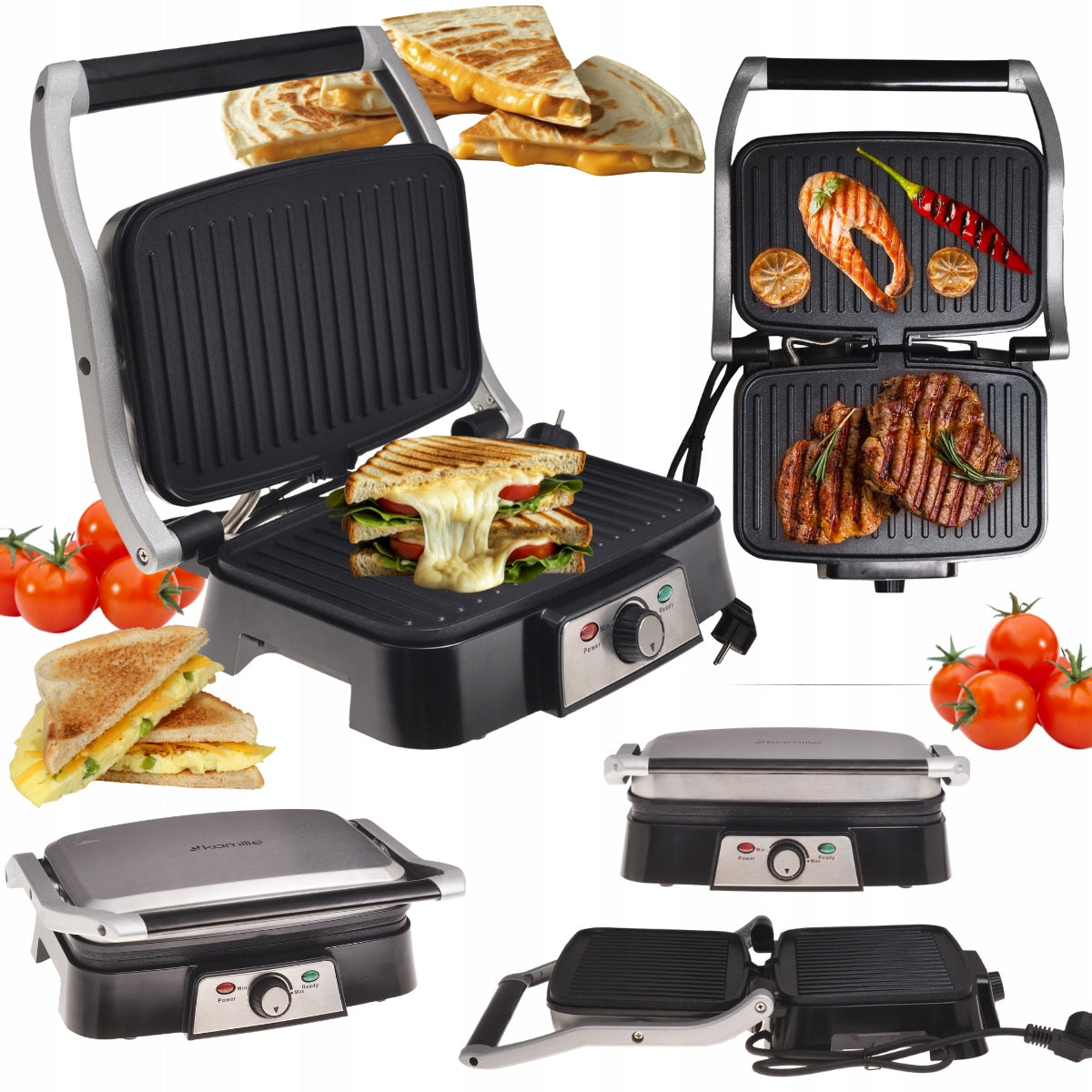 ELECTRIC GRILL FOLDING TOASTER FOR TORTILLA MEAT SANDWICHES KAMILLE