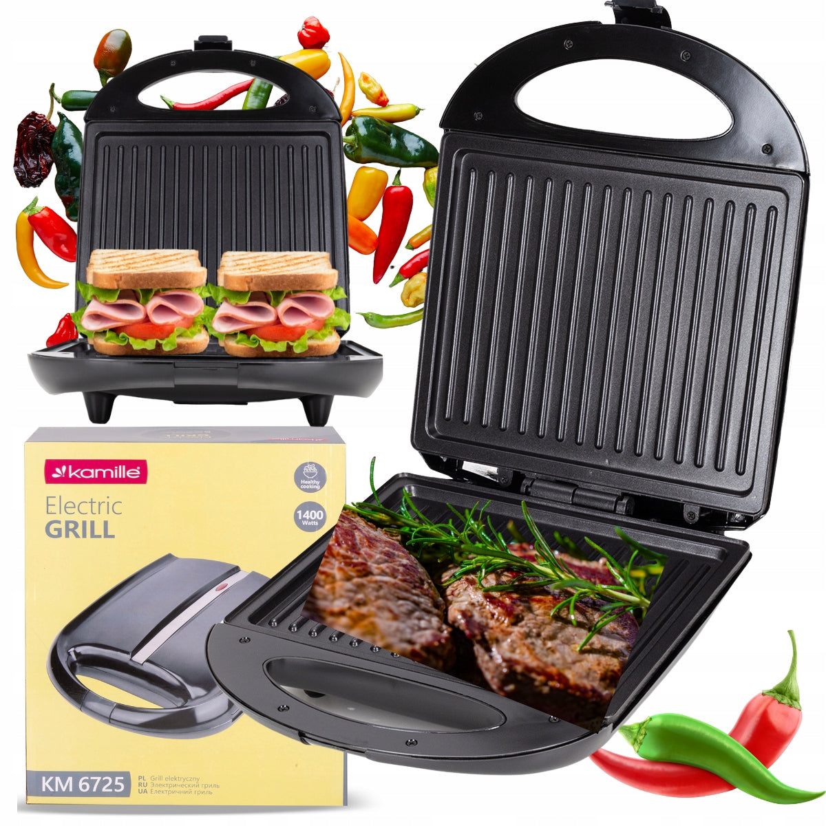 ELECTRIC GRILL FOLDING TOASTER OVEN KAMILLE STRONG 1400W KAMILLE