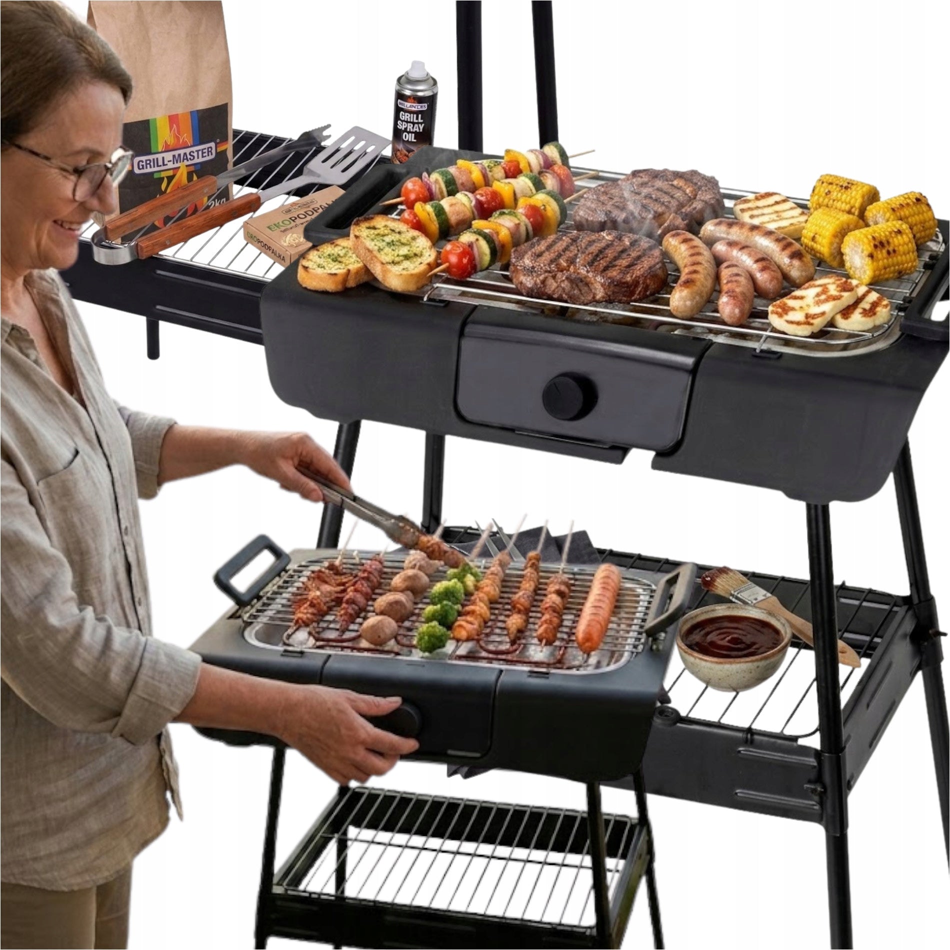 ELECTRIC GRILL ON LEGS REMOVABLE FRAME 2in1 KITCHEN/GARDEN/BALCONY