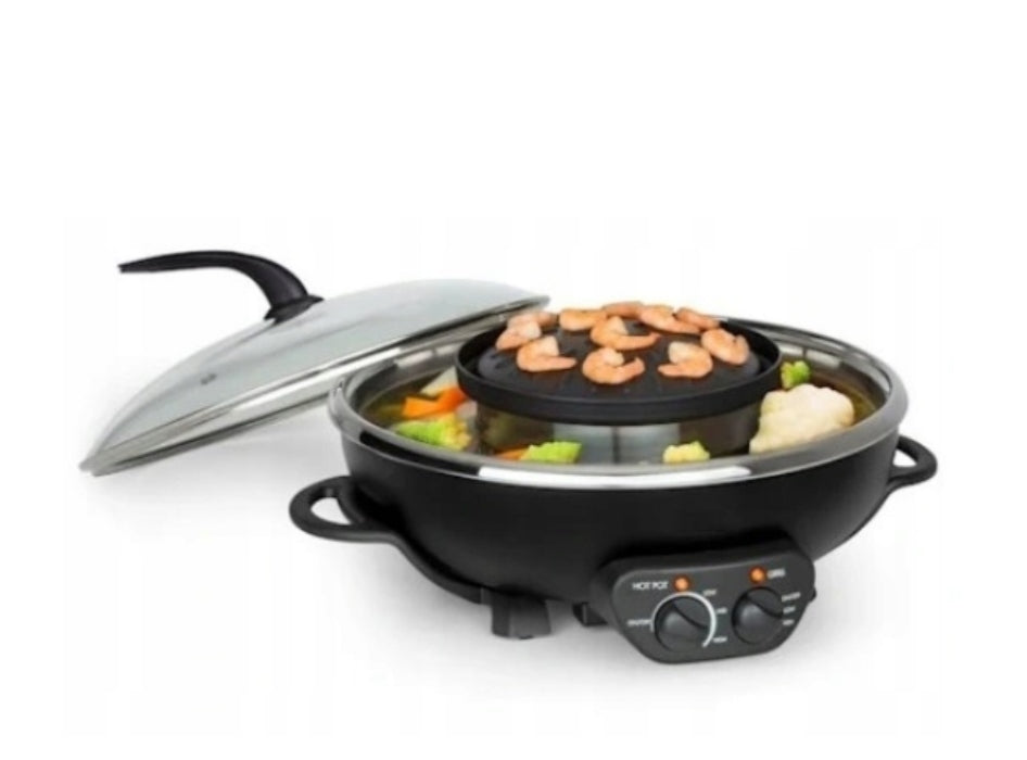 ELECTRIC GRILL PAN HOT POT 1950W Barbecue, fondue, panini, raclette Packaging status original