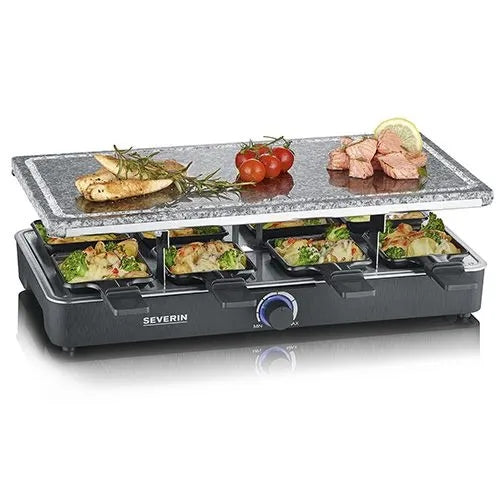 ELECTRIC GRILL RACLETTE CERAMIC STONE 1300W 8 PANS BLACK SEVERIN