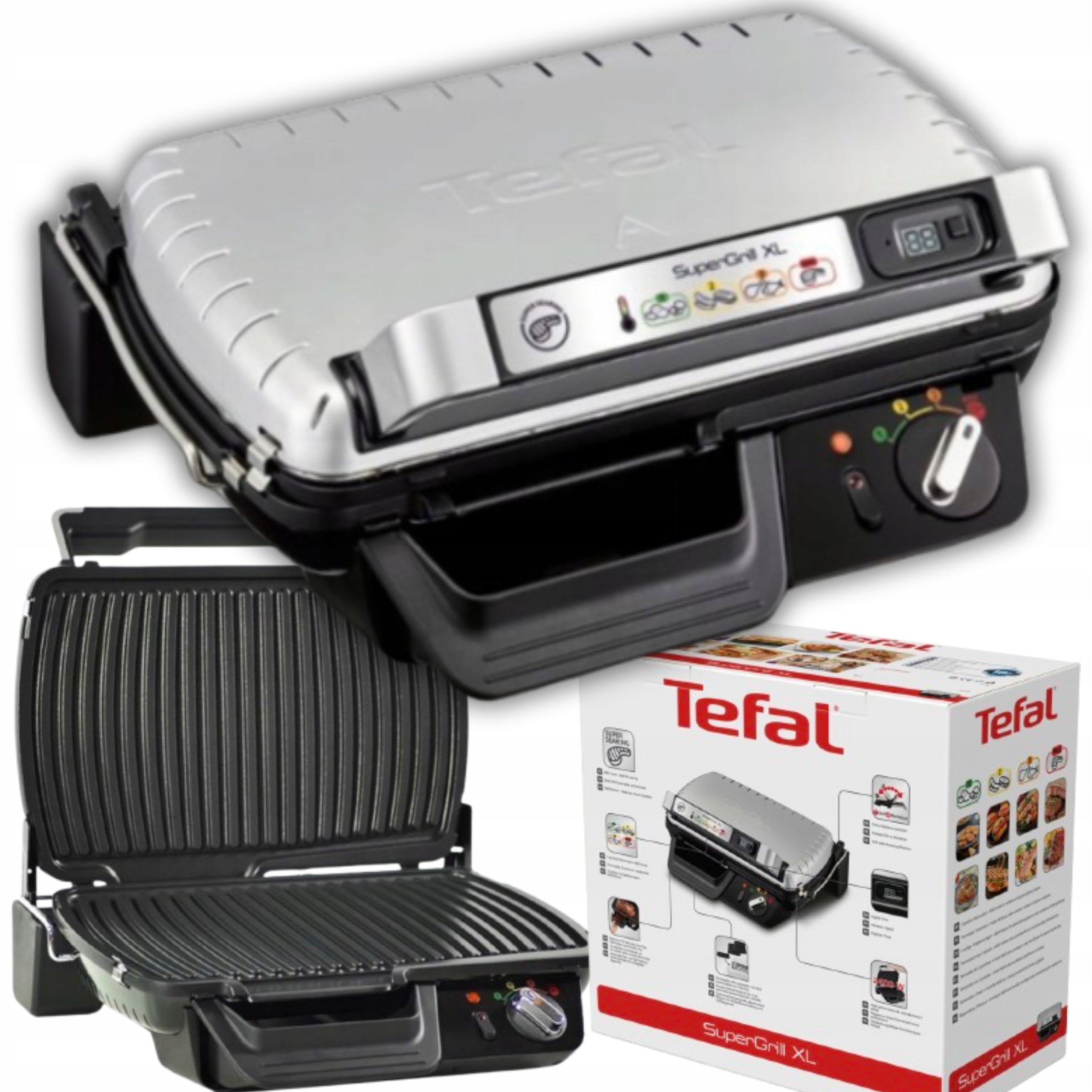 ELECTRIC GRILL TEFAL GC461B 34 SILVER/GREY 2400 IN FOLDING TIMER XXL