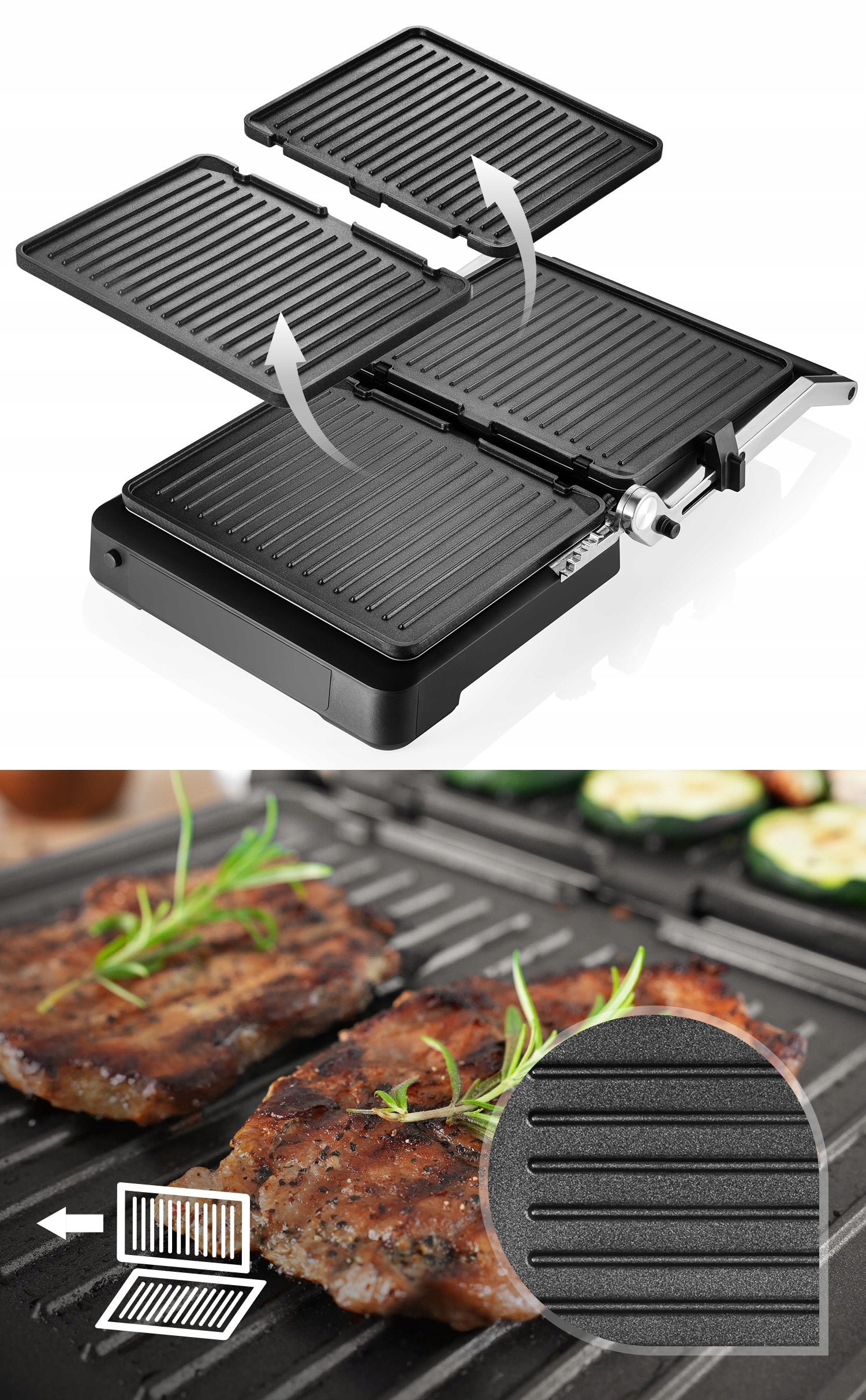 ELECTRIC GRILL TOASTER FOLDING 6 PROGRAMS 2 THERMOSTATS 2000W TIMER EAN (GTIN) 5907651431076
