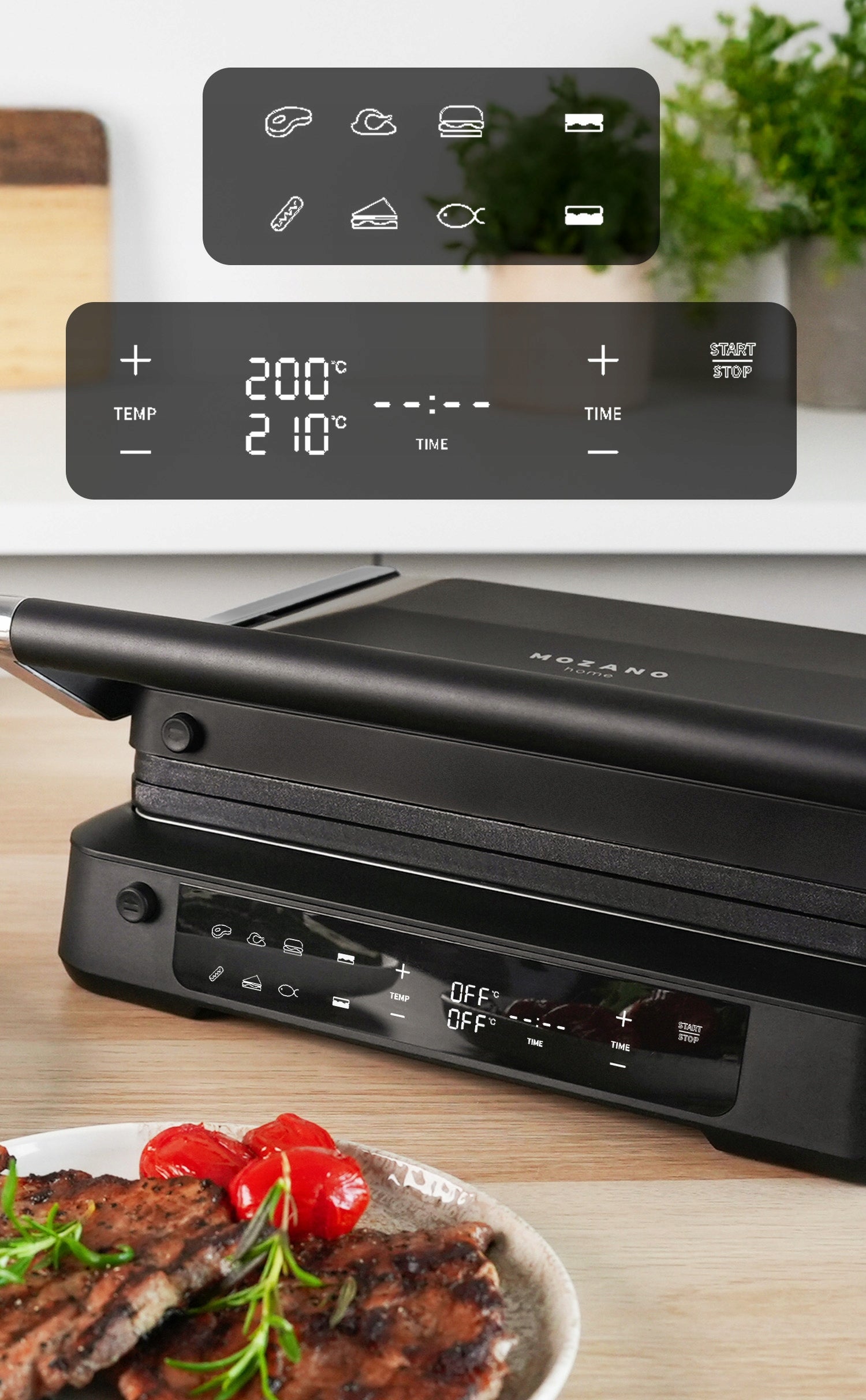 ELECTRIC GRILL TOASTER FOLDING 6 PROGRAMS 2 THERMOSTATS 2000W TIMER Power rating 2000 W