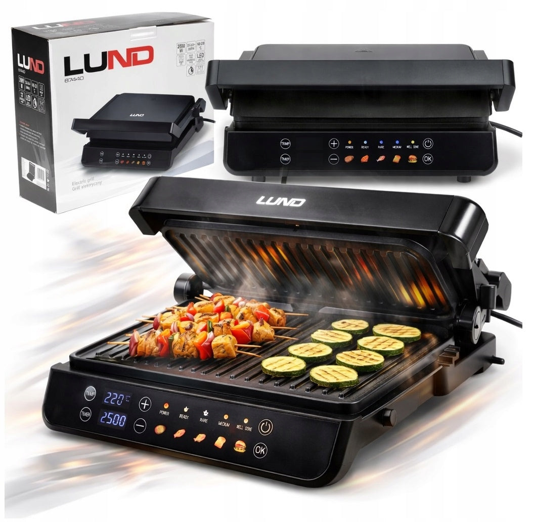 ELECTRIC GRILL TOASTER LUND FOLDING REMOVABLE PLATES 2000W LED PANEL
