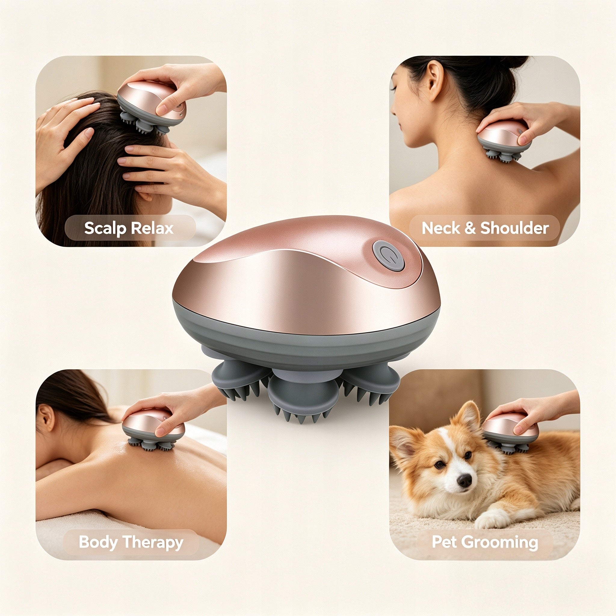ELECTRIC HAIR SCALP MASSAGER WITH 3 SPEEDS PORTABLE HEAD SCRATCHER MASSAGER Packaging status original
