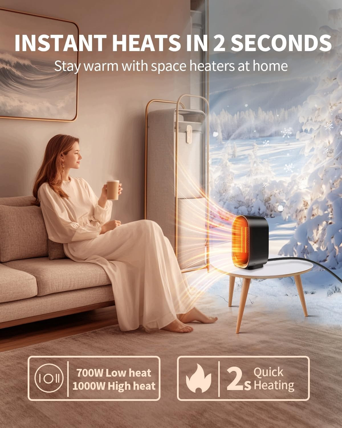 ELECTRIC HEATER 1000W PORTABLE ENERGY SAVING SAFE Brand no brand