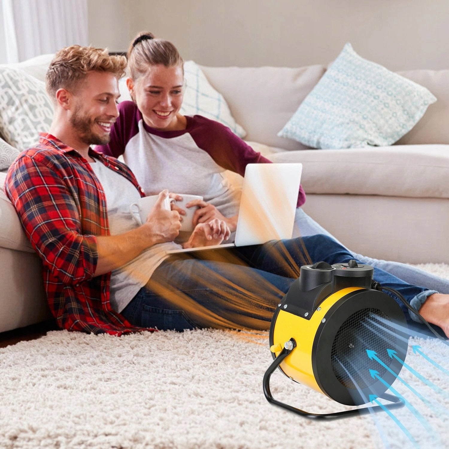 ELECTRIC HEATER APRON BLOWER HEATER THERMOSTAT POWER 2000W 2KW Dominant color yellow/gold