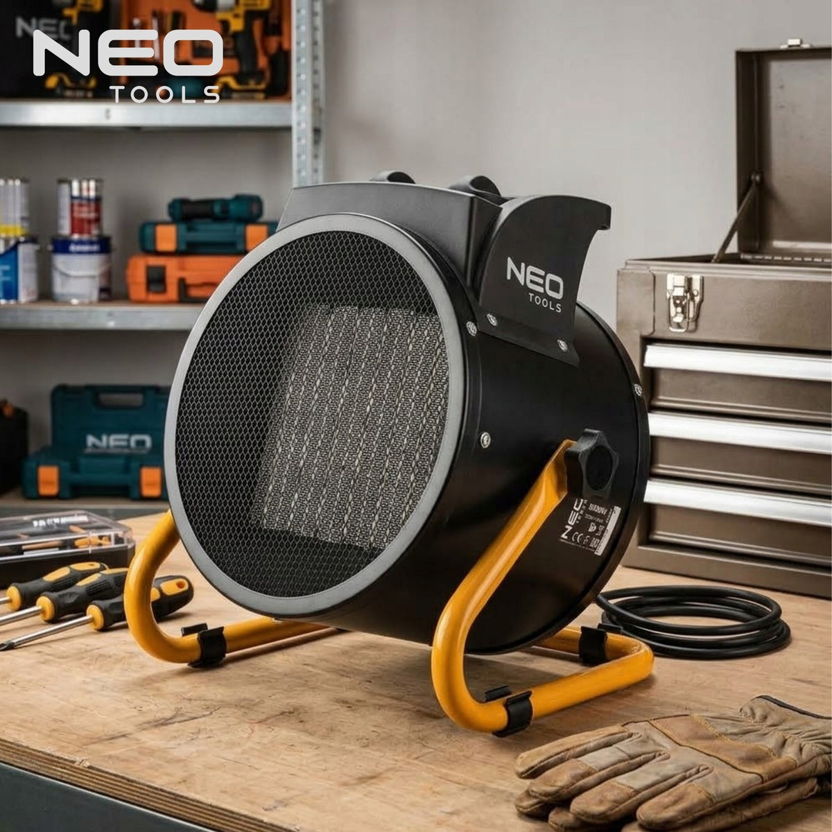 ELECTRIC HEATER CERAMIC FAN THERMOSTAT 3KW NEO TOOLS Packaging status original
