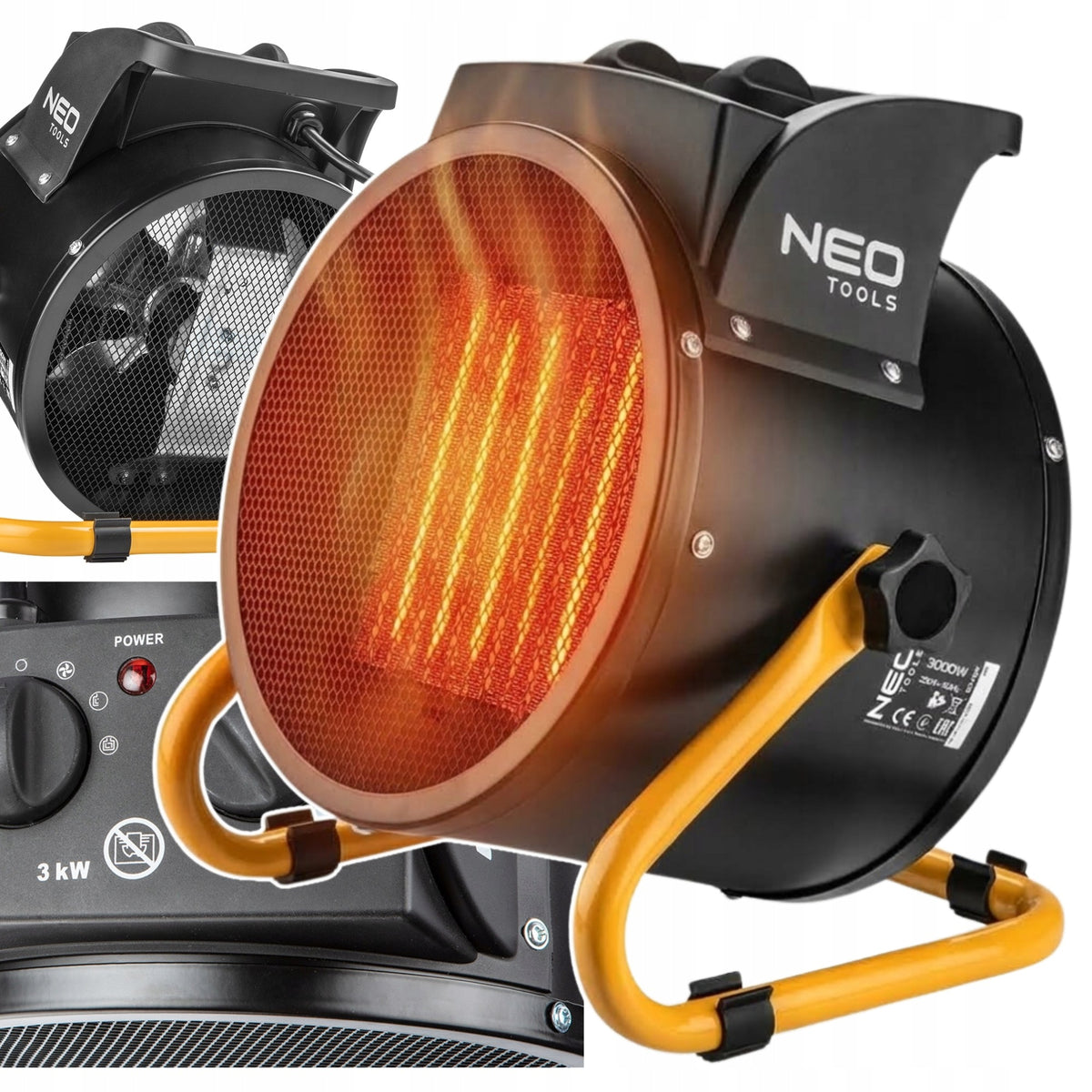 ELECTRIC HEATER CERAMIC FAN THERMOSTAT 3KW NEO TOOLS