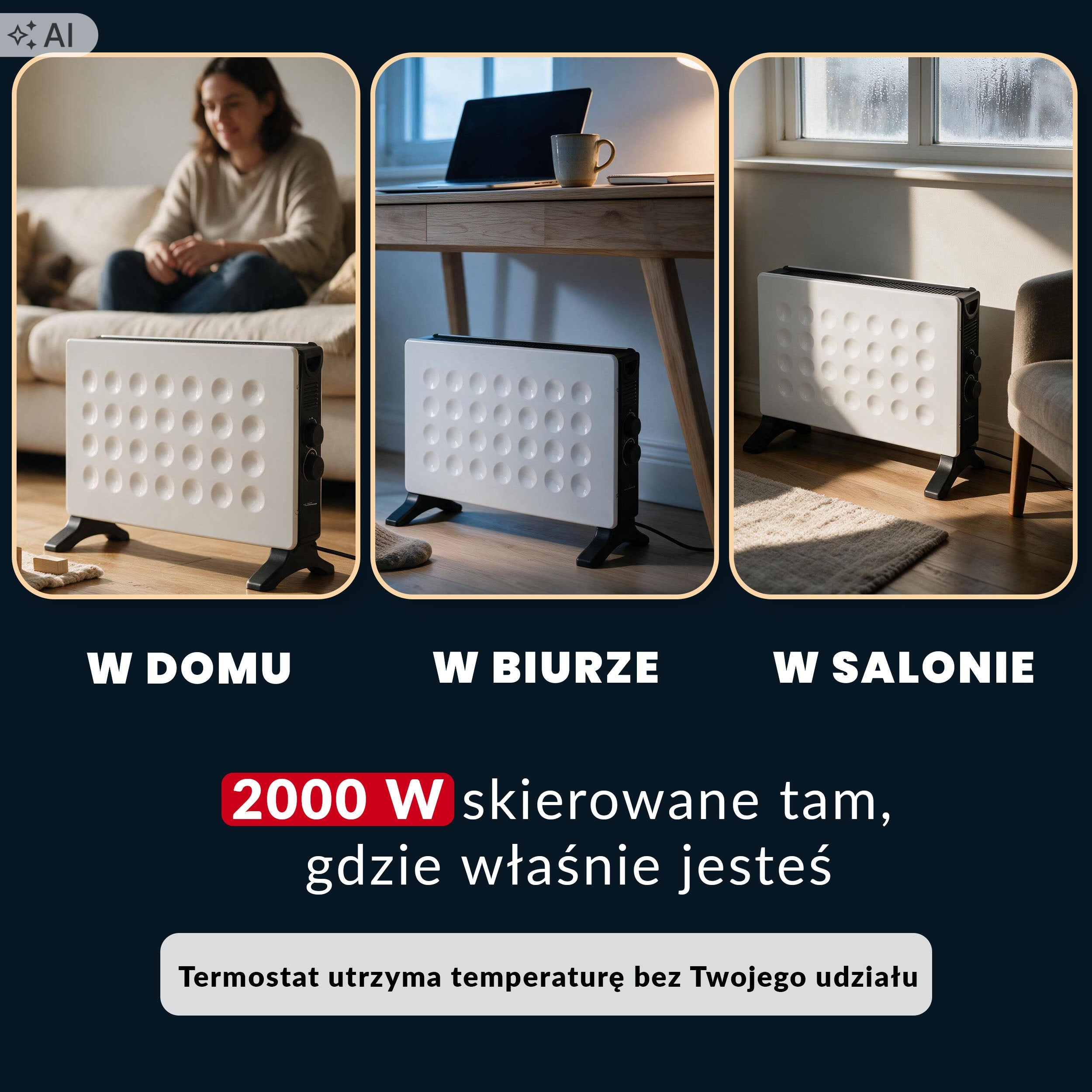 ELECTRIC HEATER ENERGY-SAVING CONVECTOR 2000W THERMOSTAT FARELKA Packaging status original