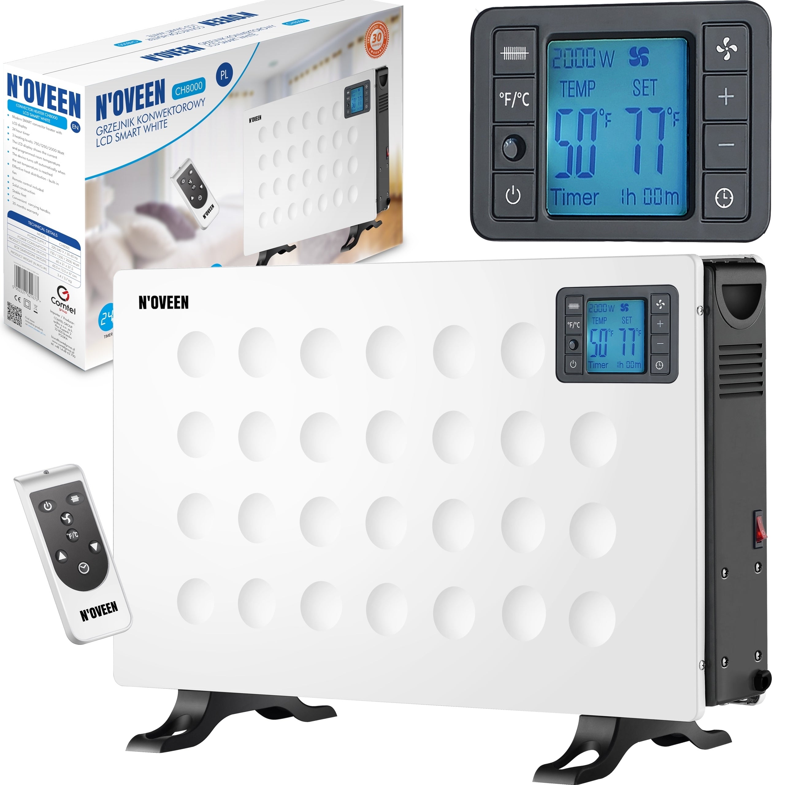 ELECTRIC HEATER ENERGY-SAVING CONVECTOR TIMER AIR SUPPLY THERMOSTAT REMOTE CONTROL Packaging status original