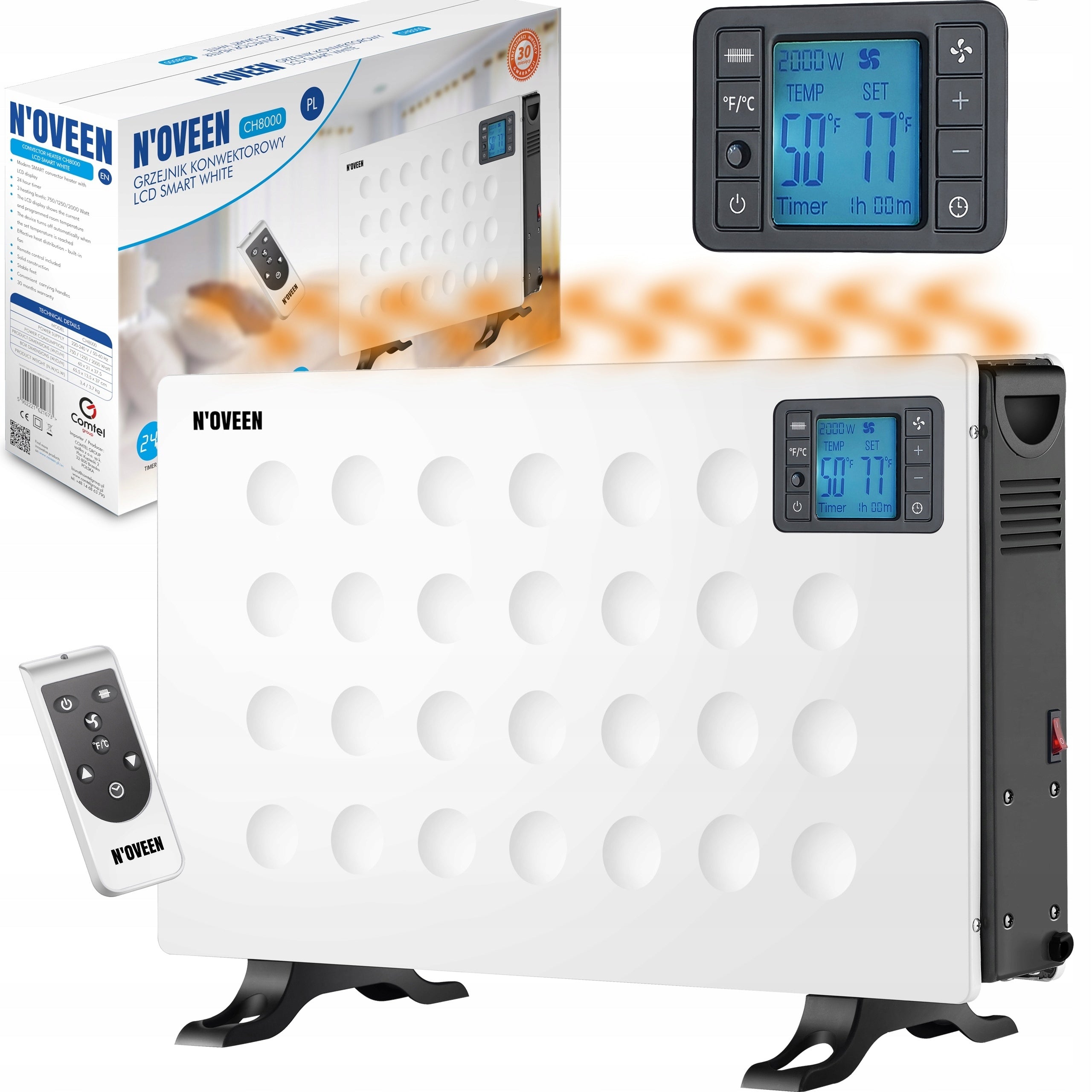 ELECTRIC HEATER ENERGY-SAVING CONVECTOR TIMER AIR SUPPLY THERMOSTAT REMOTE CONTROL