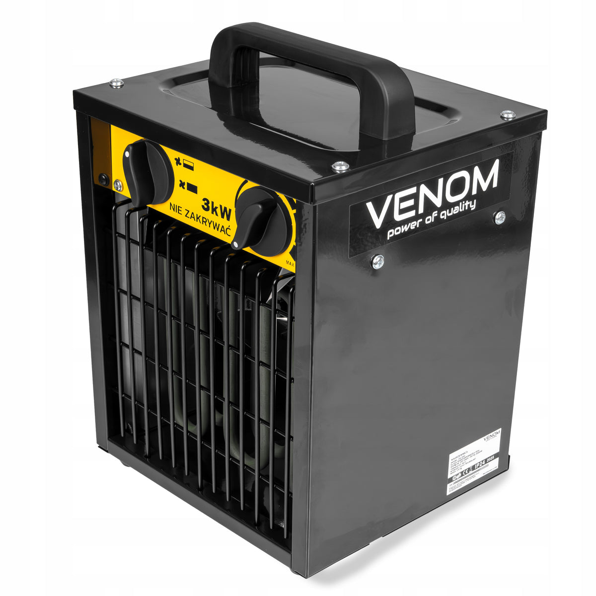 ELECTRIC HEATER VENOM 3000W THERMOSTAT IP24 APRON HEATER Brand Venom