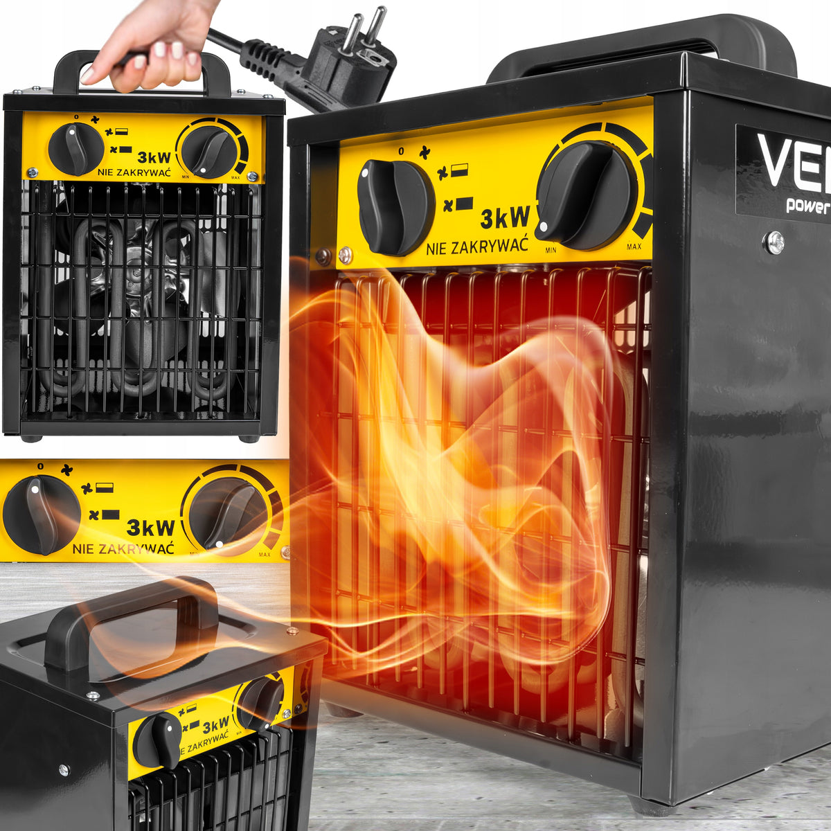 ELECTRIC HEATER VENOM 3000W THERMOSTAT IP24 APRON HEATER