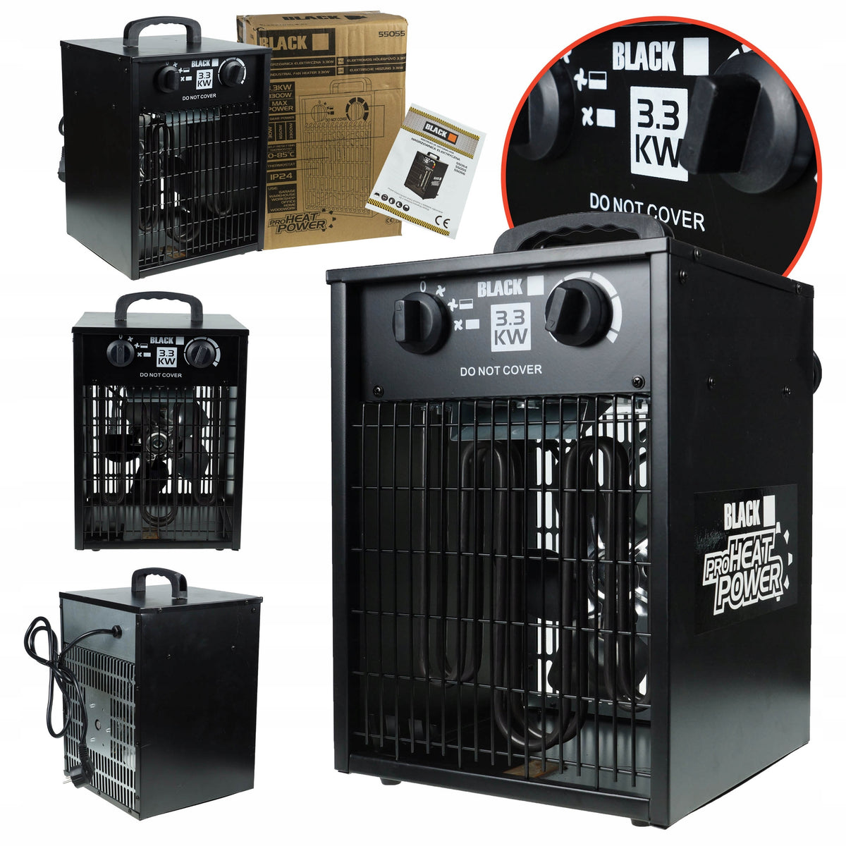 ELECTRIC HEATER apron 3,3KW BLACK 230V