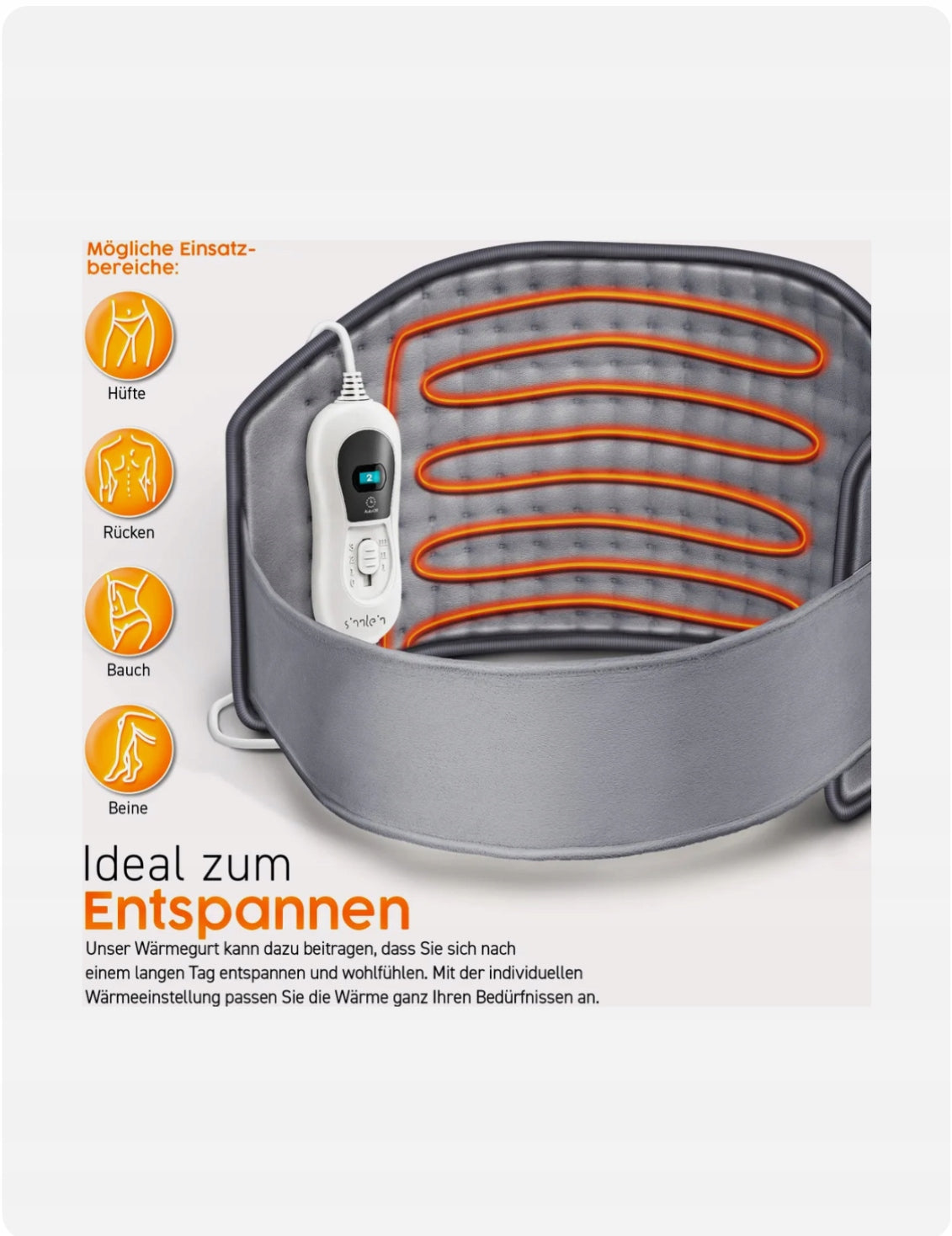 ELECTRIC HEATING BELT 125 CM FOR ABDOMEN AND BACK ADJUSTABLE MODES EAN (GTIN) 4260613495068