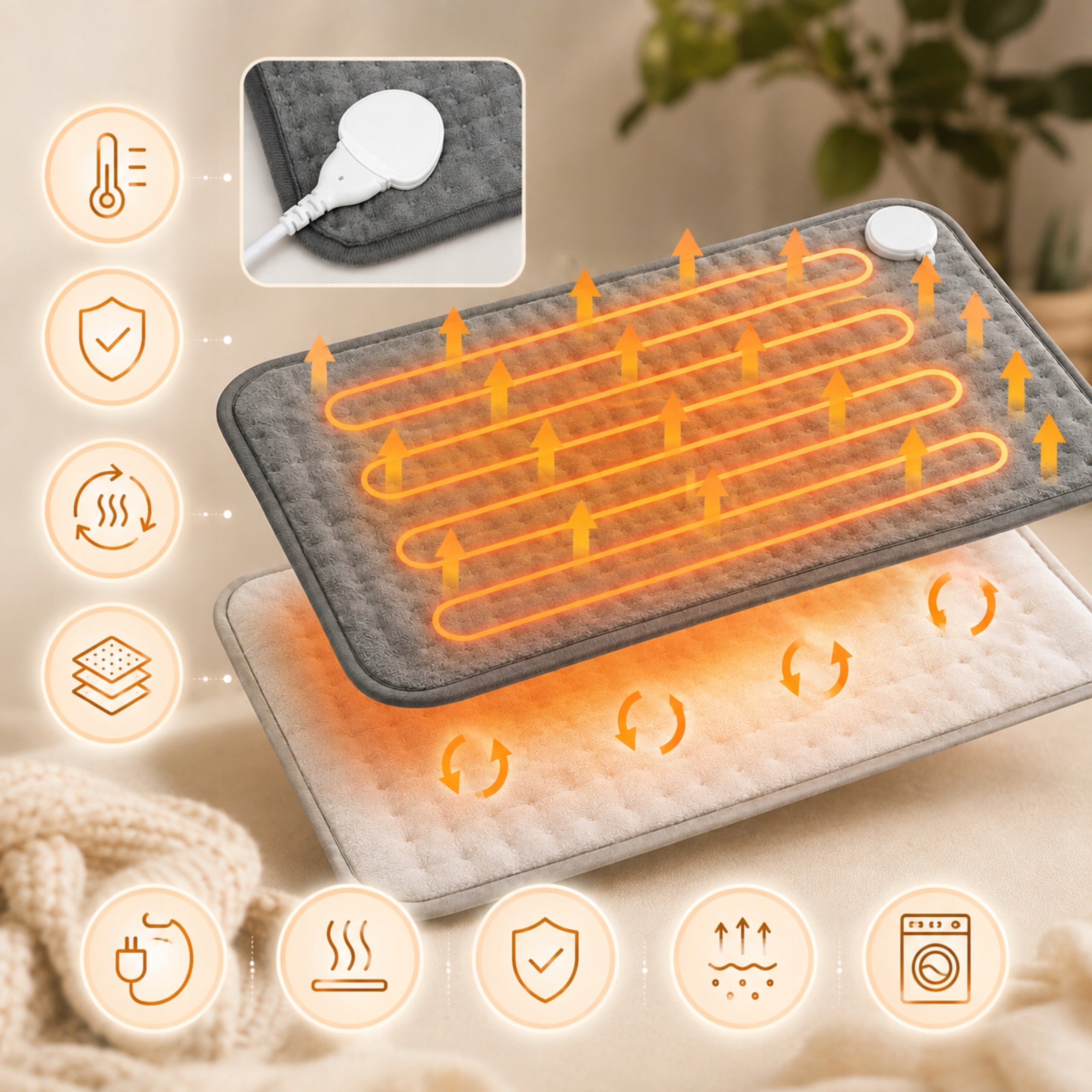 ELECTRIC HEATING MAT 75 IN 60 X 30 CM 9 LEVELS OF HEATING REMOTE CONTROL LCD Medical device no