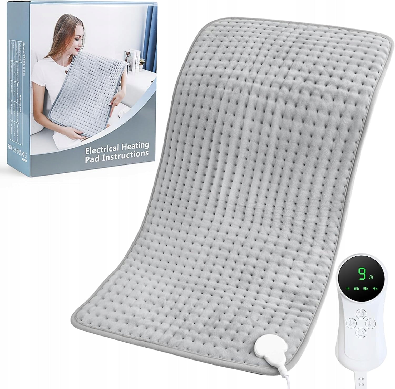 ELECTRIC HEATING PAD 43×84CM 9 HEAT LEVELS FOR BACK AND NECK