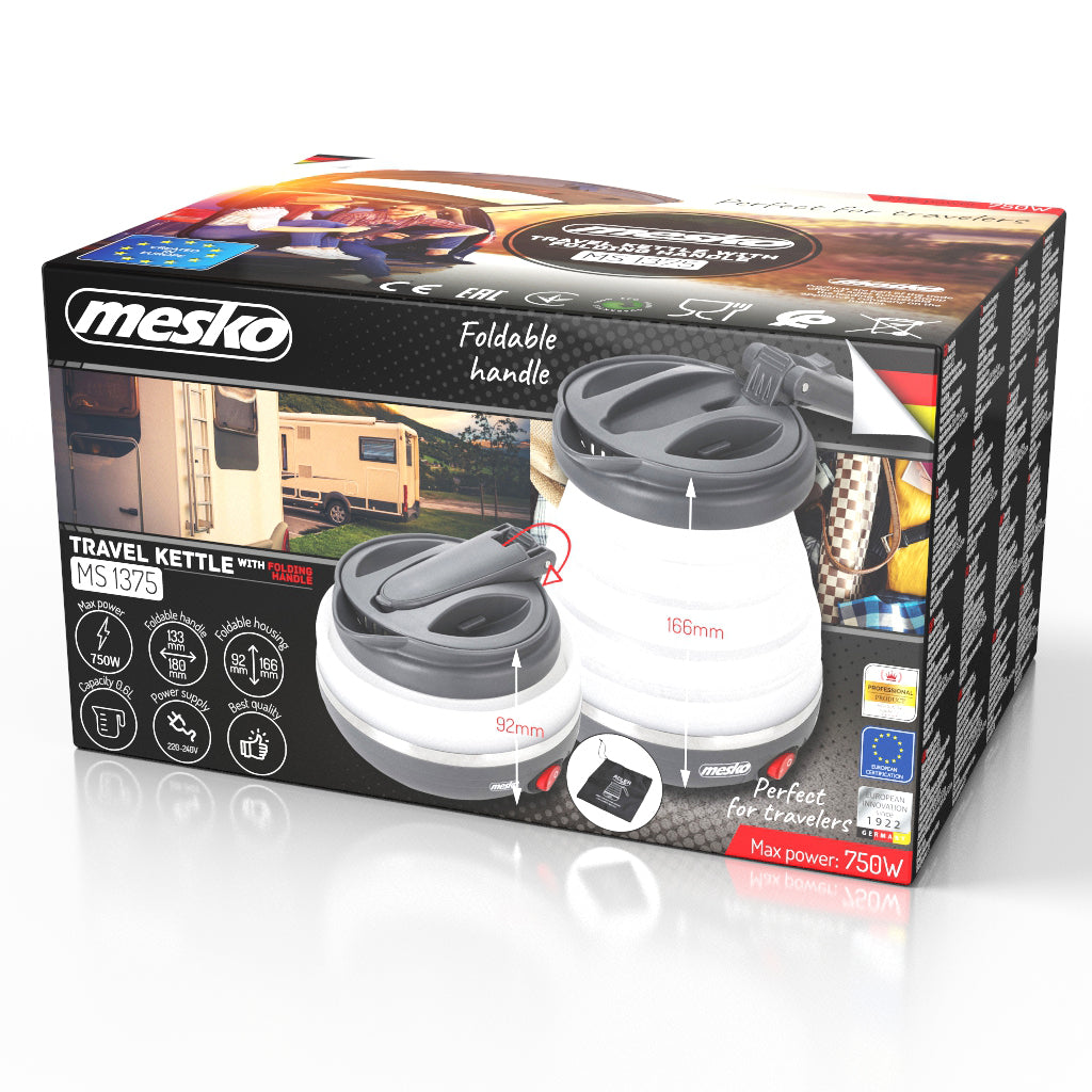 ELECTRIC HIKING KETTLE PORTABLE COMPACT 0,6L FOLDING 9cm 750W Capacity 0.6 l