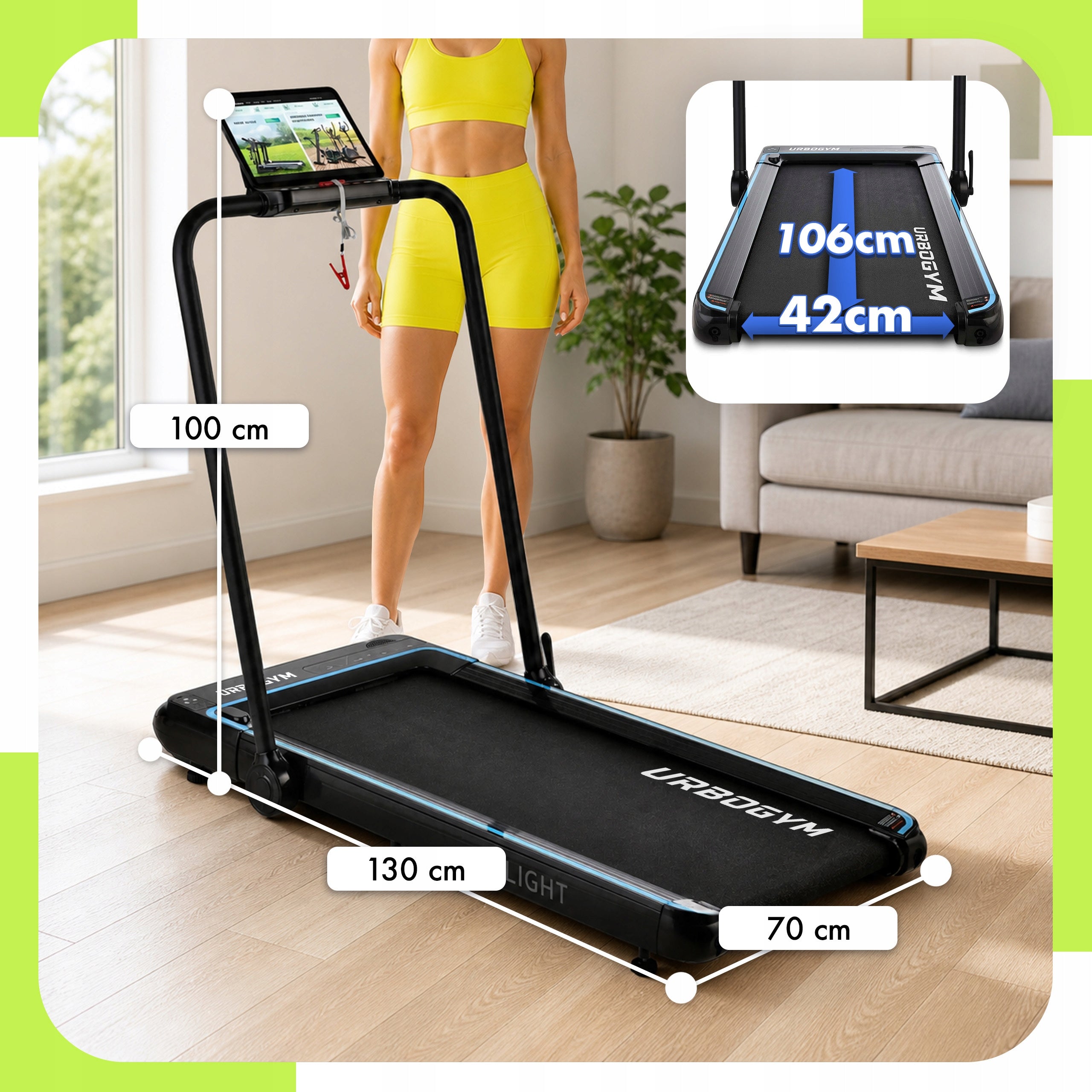 ELECTRIC HOME TREADMILL 2IN1 LIGHT FOLDING FLAT UNDER THE BED 12KM/H Kind electric